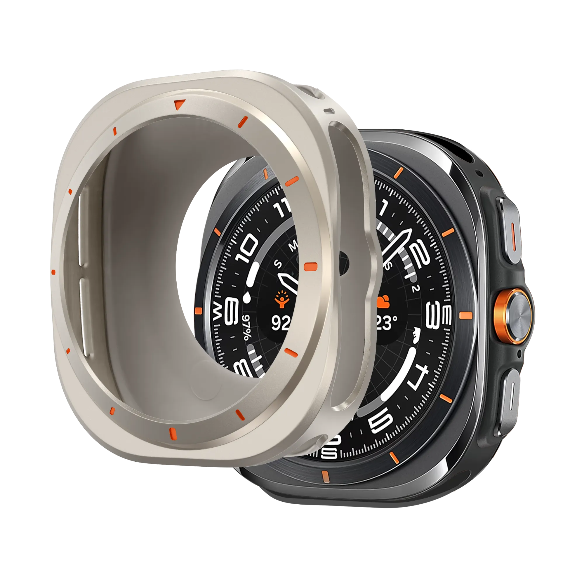 Bandz Samsung Galaxy Watch Ultra metalen hoesje (titanium)