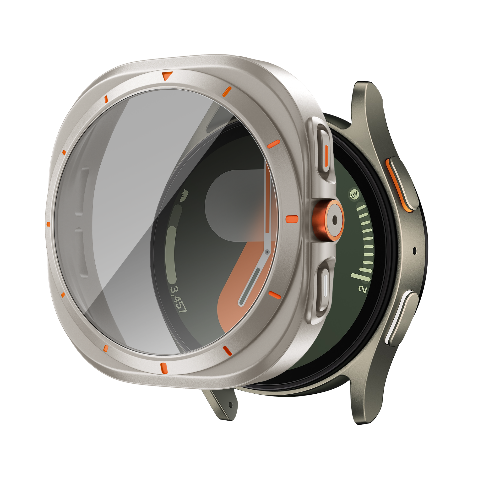 Bandz Funda de PC cuadrada con vidrio Samsung Galaxy Watch 7 - 44 mm (titanio)