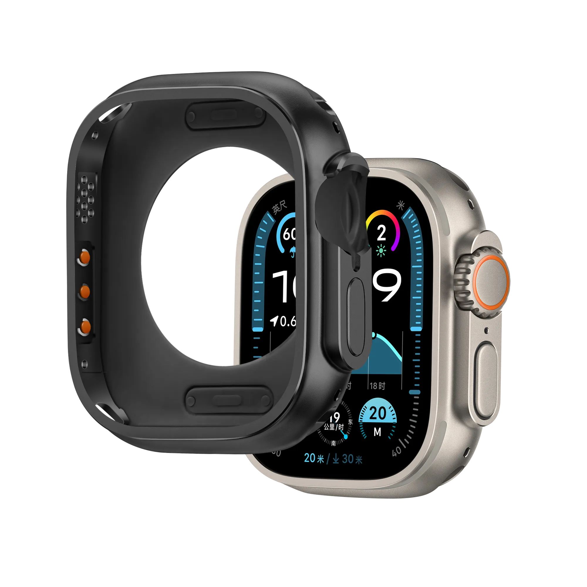 Bandz Apple Watch Ultra - 49mm metalen hoesje (zwart)