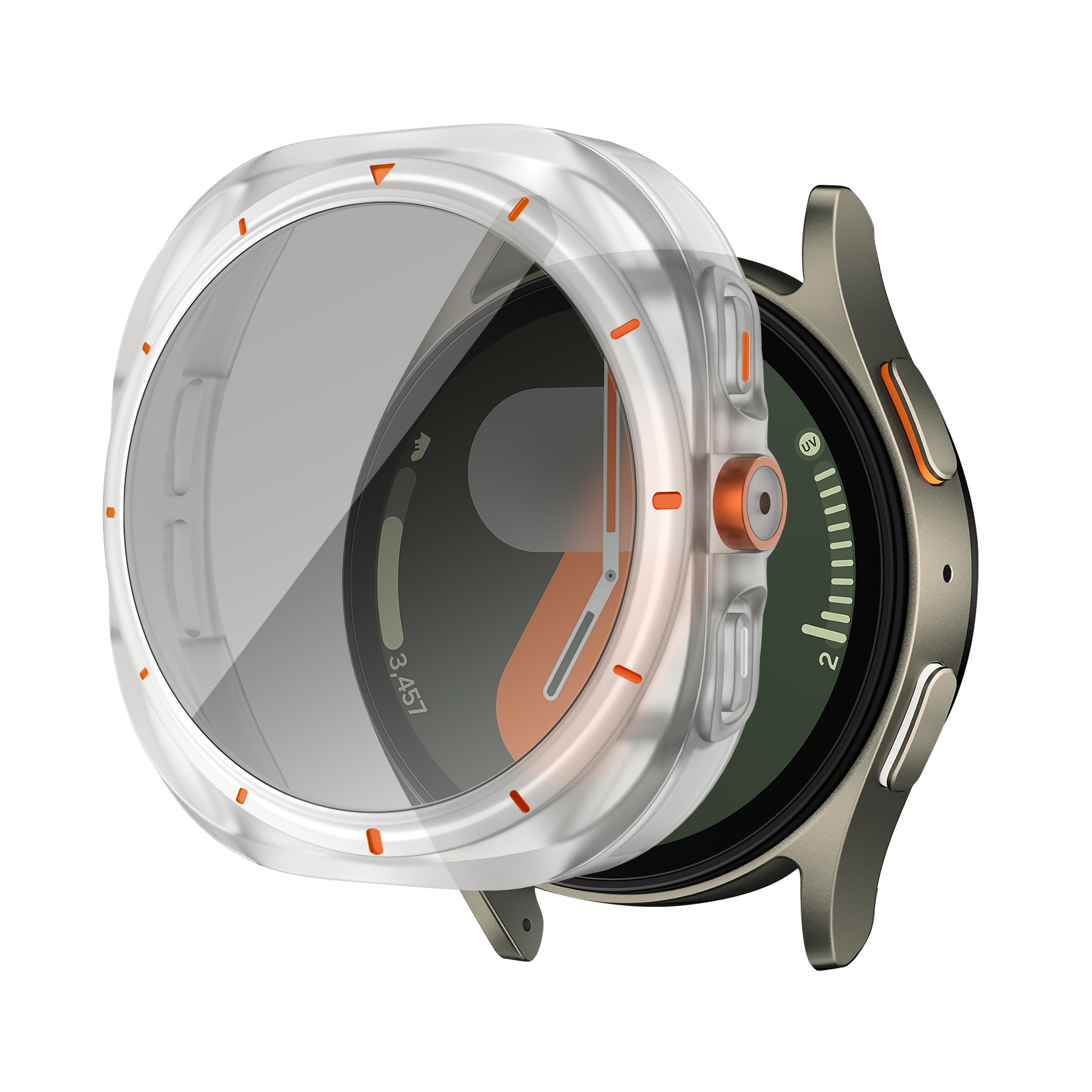 Bandz Funda de PC cuadrada con vidrio Samsung Galaxy Watch 7 - 44 mm (escarcha)