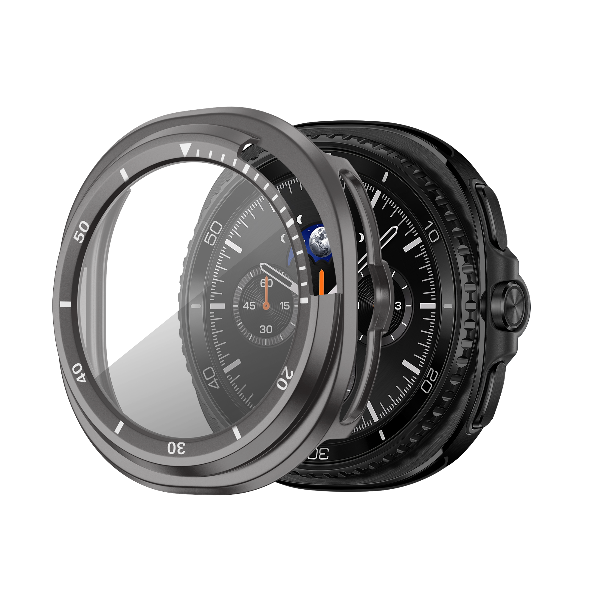 Bandz Funda Bezel con vidrio Samsung Galaxy Watch 8 Classic (gris titanio/blanco)