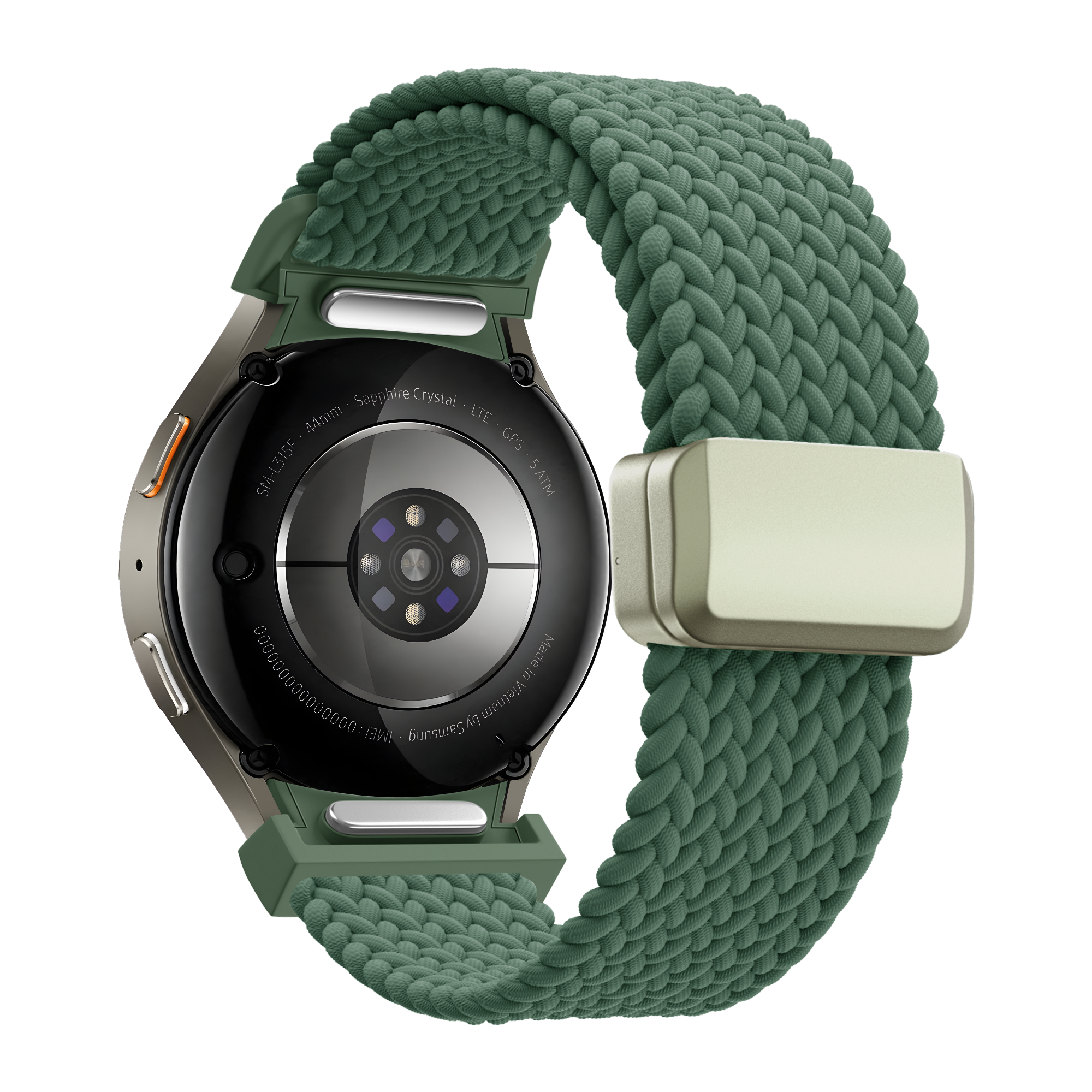 Bandz Samsung Galaxy Watch 4 44mm Braided Strap 'Easy Fit' (Green)