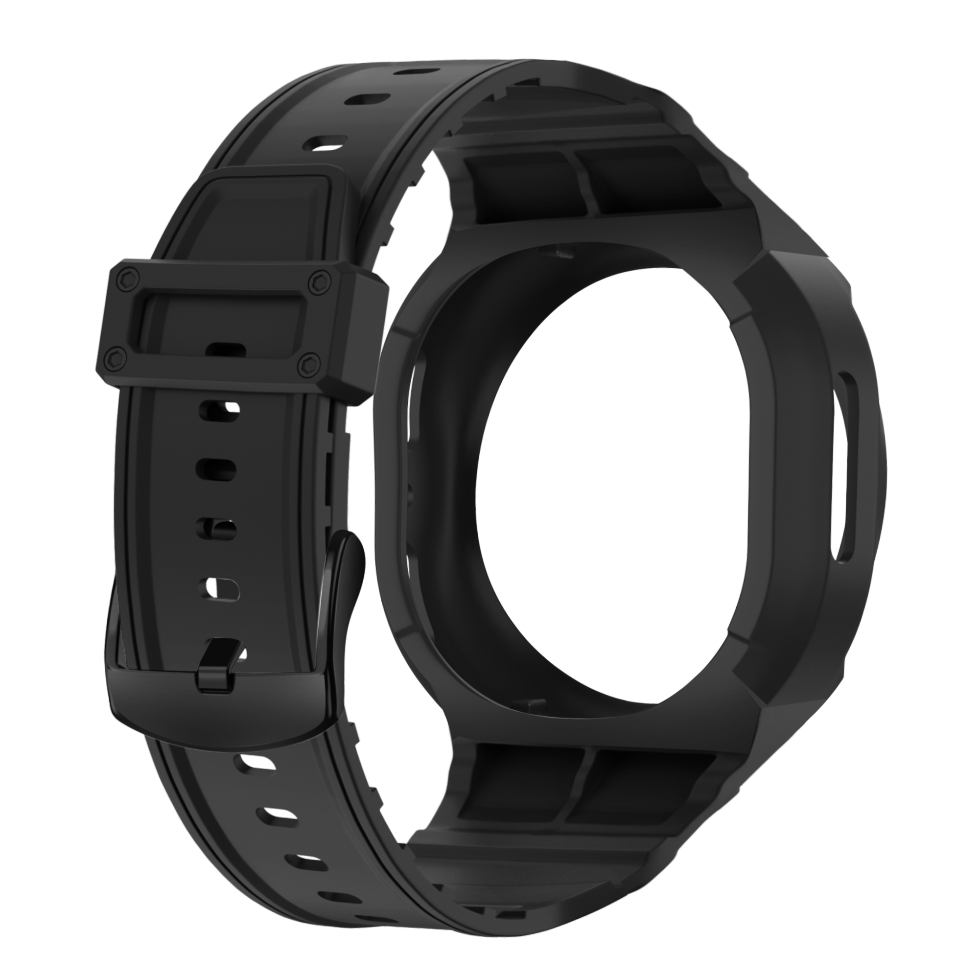 Samsung Galaxy Watch 8 - 44mm TPU Armband mit integrierter Hülle (Schwarz)