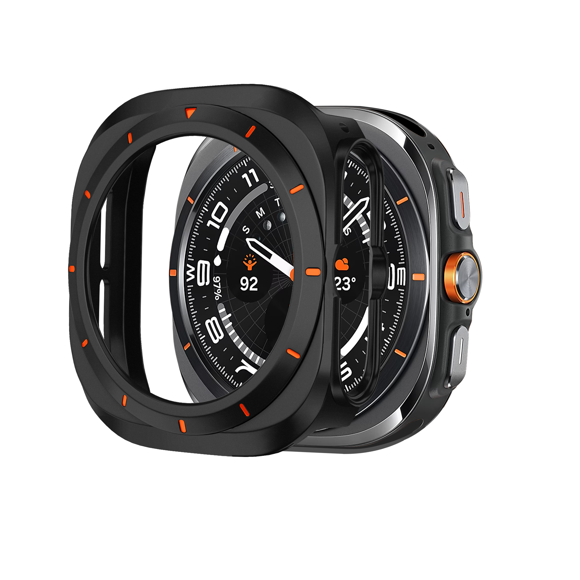 Bandz Funda PC bisel Samsung Galaxy Watch Ultra (negro /naranja)