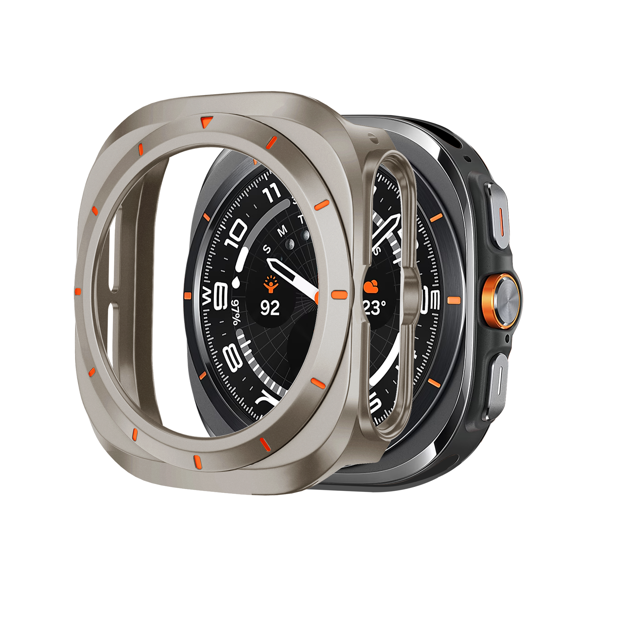 Bandz Funda PC bisel Samsung Galaxy Watch Ultra (titanio /naranja)