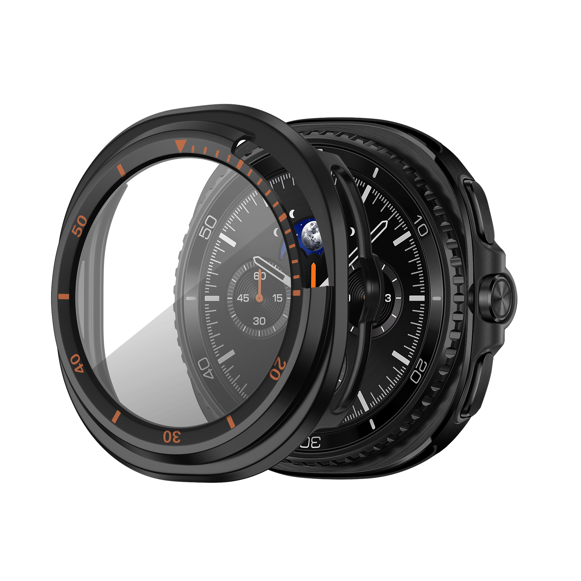 Bandz Funda Bezel con vidrio Samsung Galaxy Watch 8 Classic (negro/naranja)