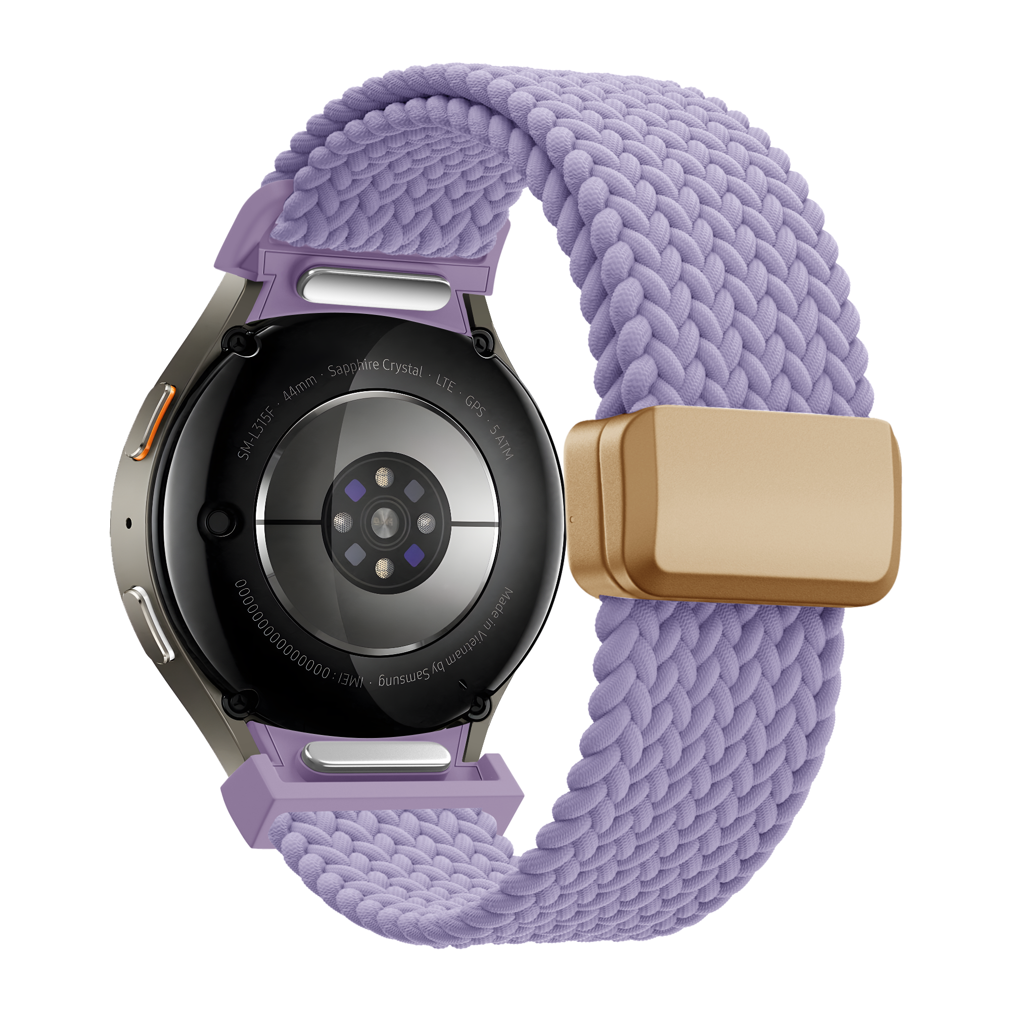 Bandz Samsung Galaxy Watch 4 44mm Braided Strap 'Easy Fit' (Lilac)