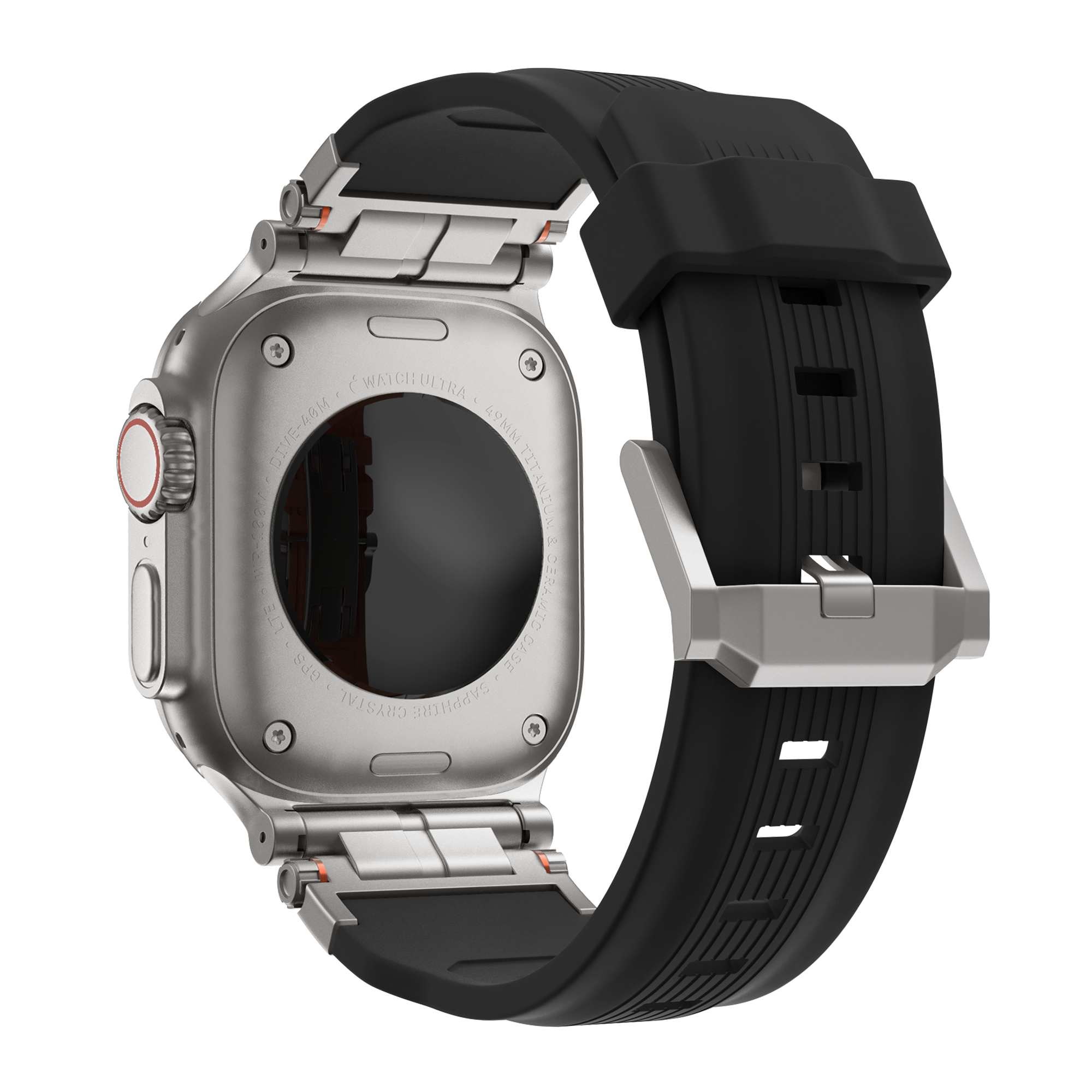 Bandz Apple Watch Liquid Silicone Strap 'Explorer' (Black with Titanium)