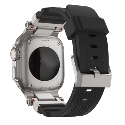 Bandz Apple Watch Silicone Strap 'Explorer' (Black with Titanium)