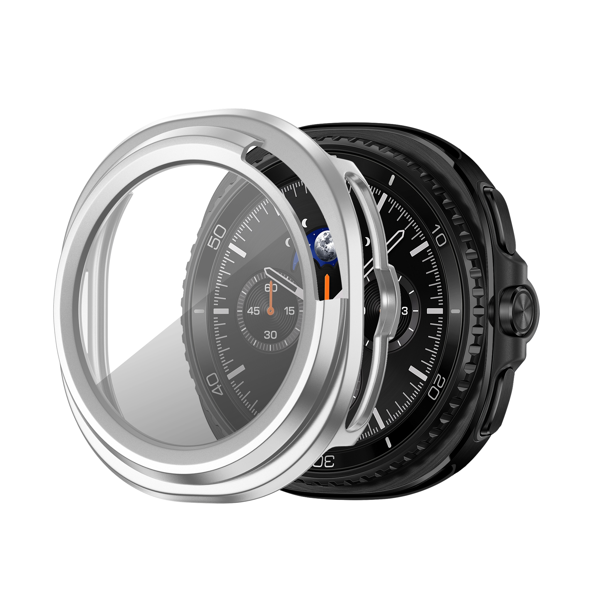 Bandz Funda PC con vidrio Samsung Galaxy Watch 8 Classic (plateado)