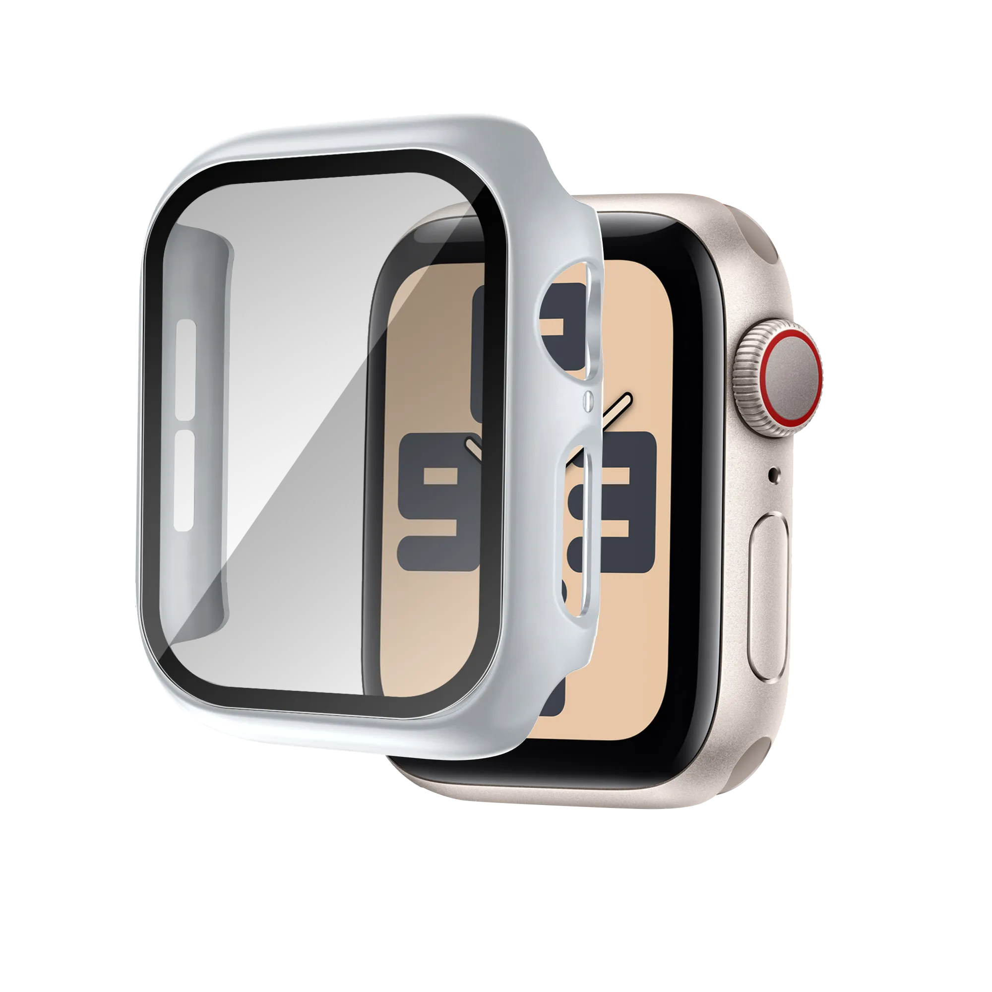 Bandz Apple Watch 10 & 11 PC hoesje met glas (zilver)