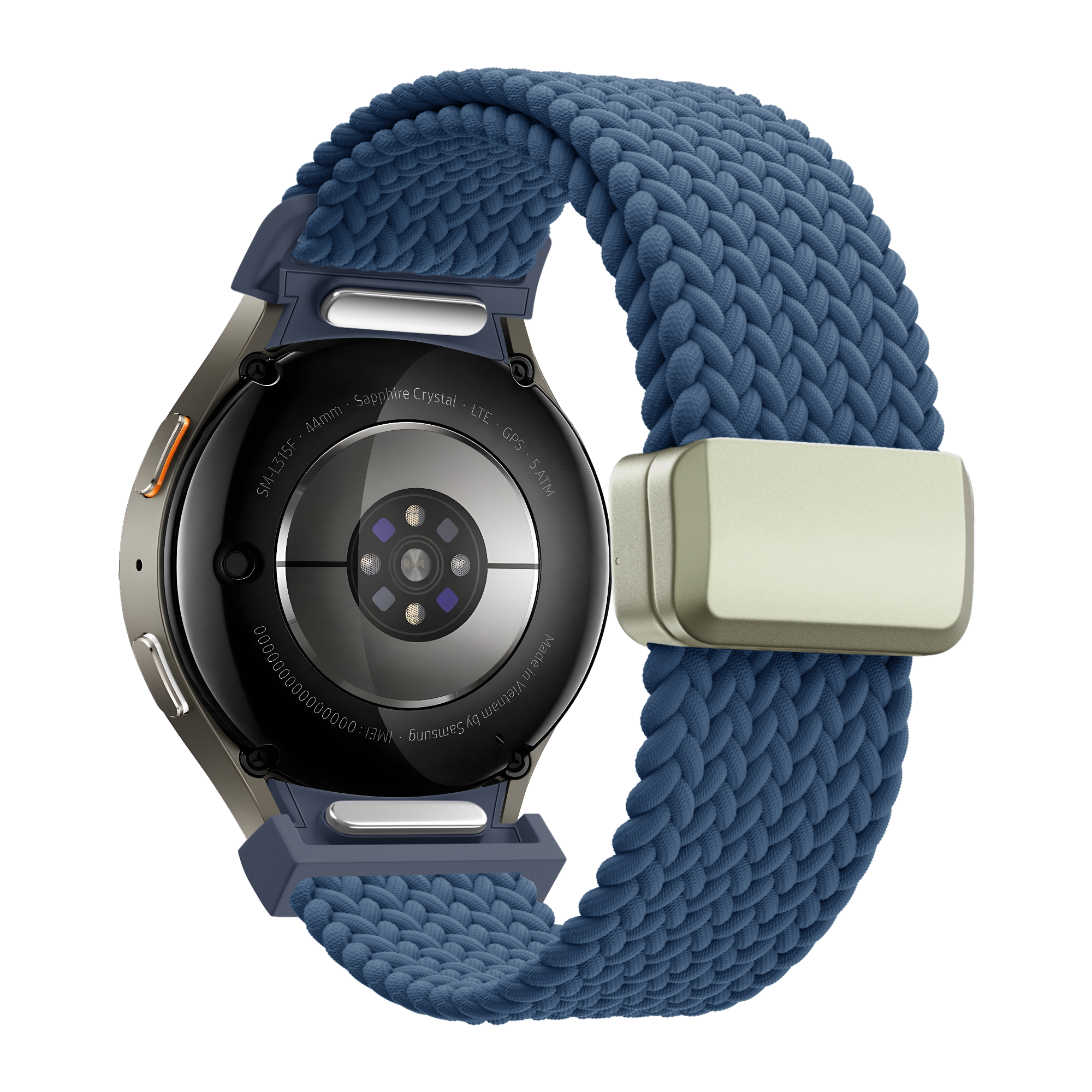 Bandz Samsung Galaxy Watch 4 44mm Braided Strap 'Easy Fit' (Blue)