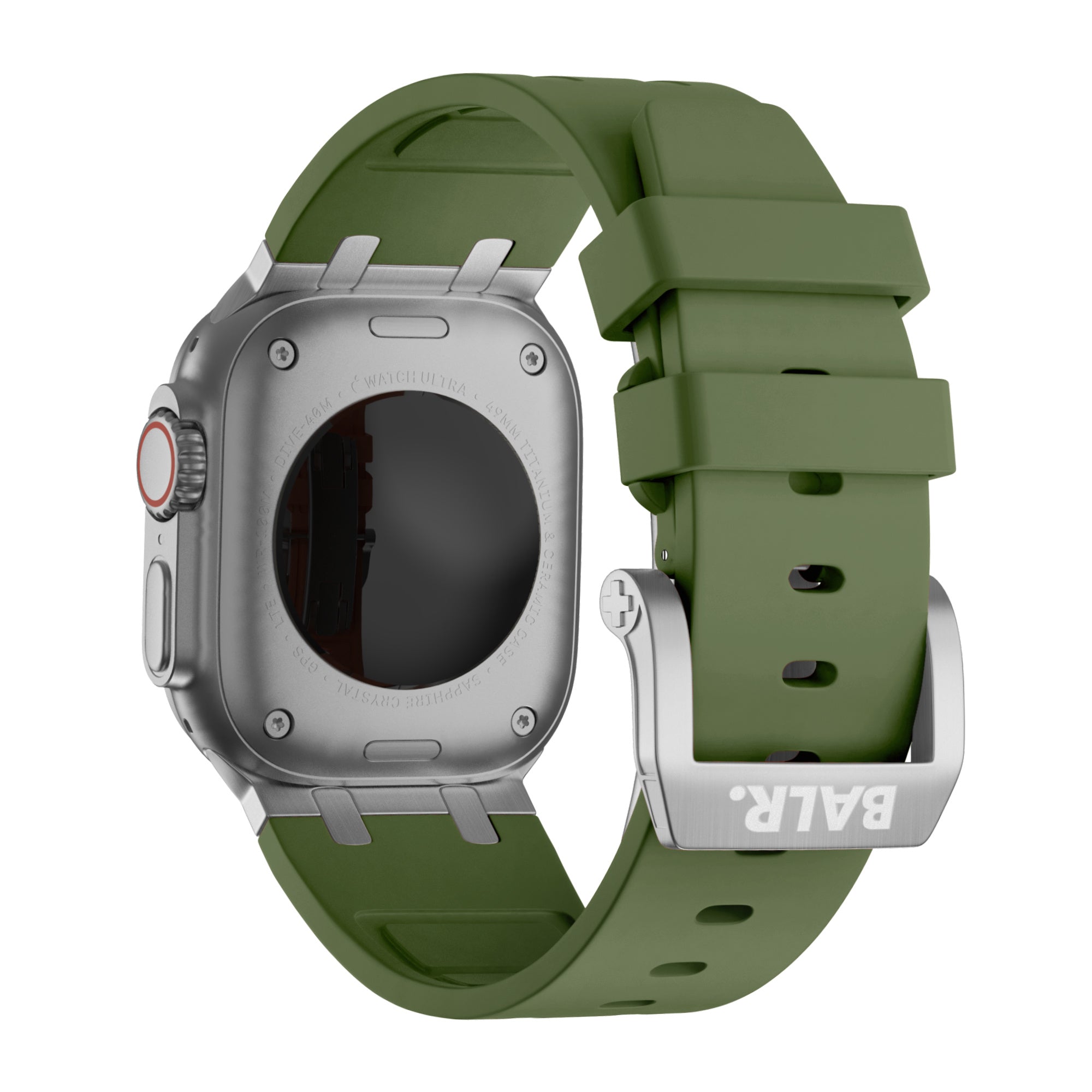 BALR. Apple Watch Ultra Liquid Silicone Strap (Green/Silver)