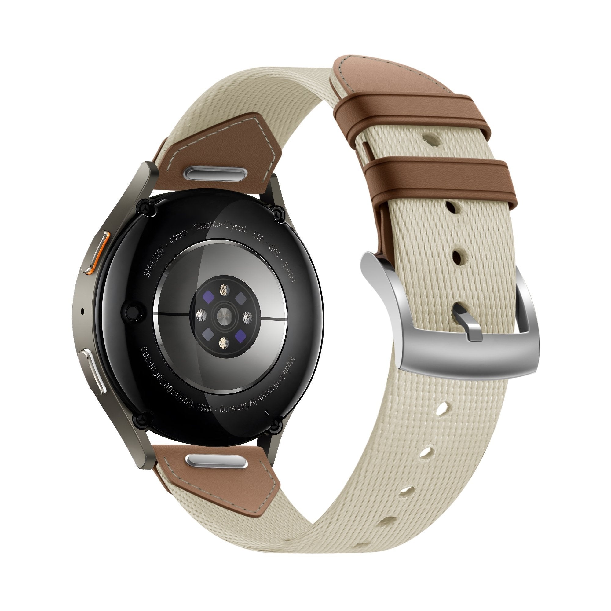 Bandz Fossil Gen 5e - 42mm Leather Hybrid Strap 'Easy Fit' (Beige/Brown)