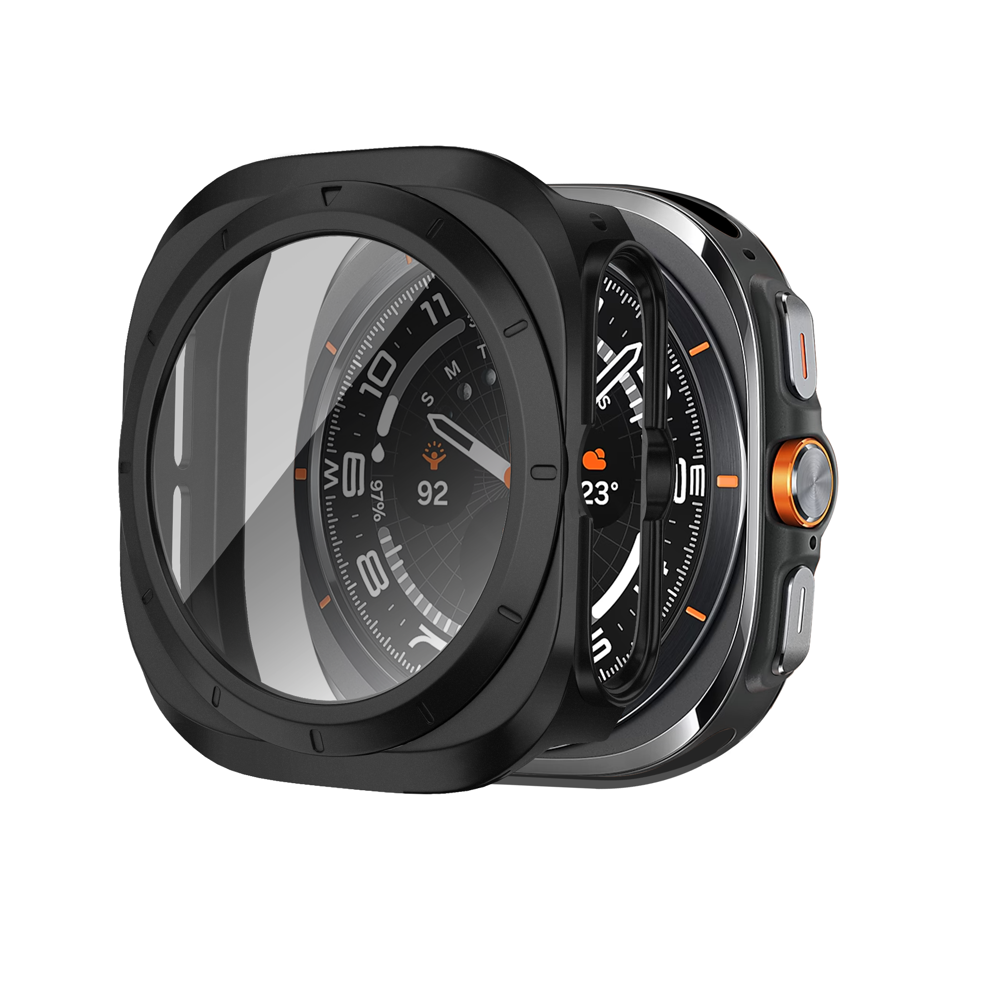 Bandz Funda PC con vidrio Samsung Galaxy Watch Ultra (negro)