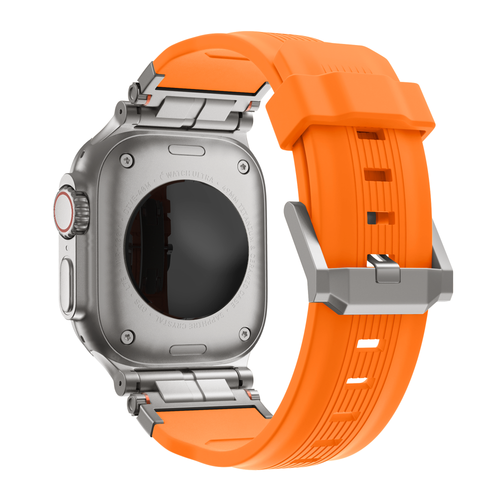 Bandz Bracelet silicone Liquid 'Explorer' Apple Watch (orange avec titane)