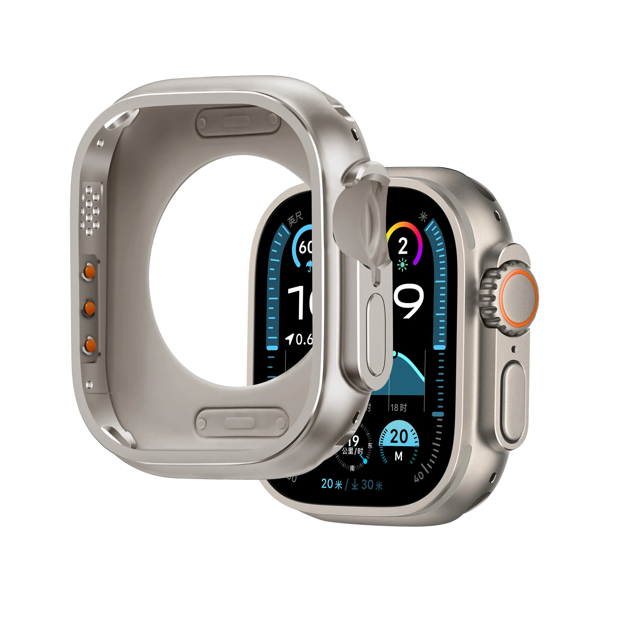 Bandz Apple Watch Ultra - 49mm metalen hoesje (titanium)