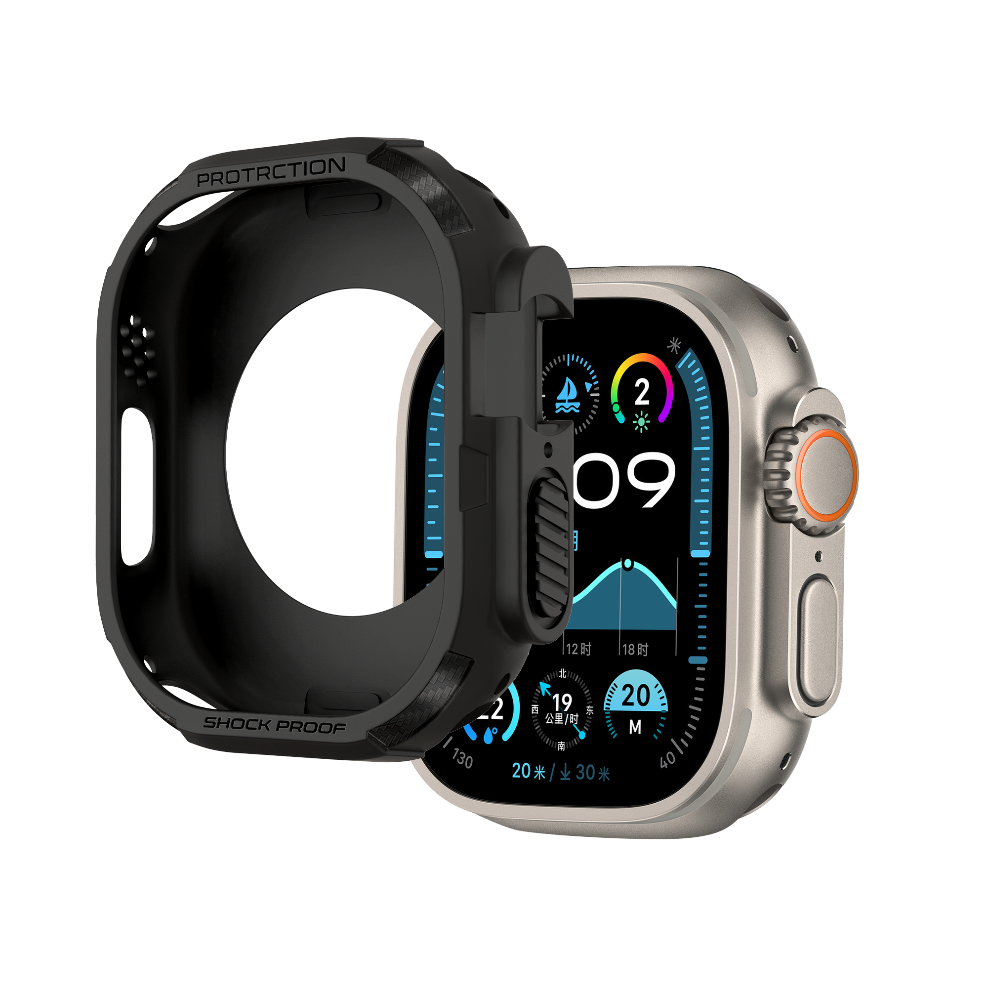 Bandz Funda TPU robusta Apple Watch Ultra - 49mm (negro)