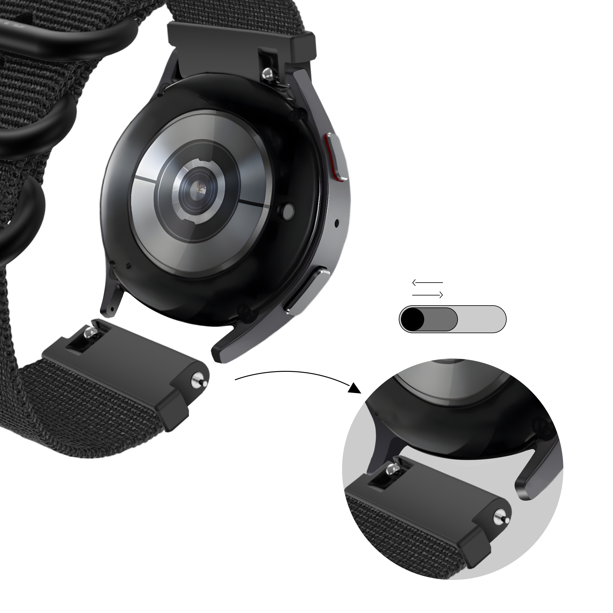 BALR Samsung Gear Sport Nylonarmband mit Schnalle (Schwarz)