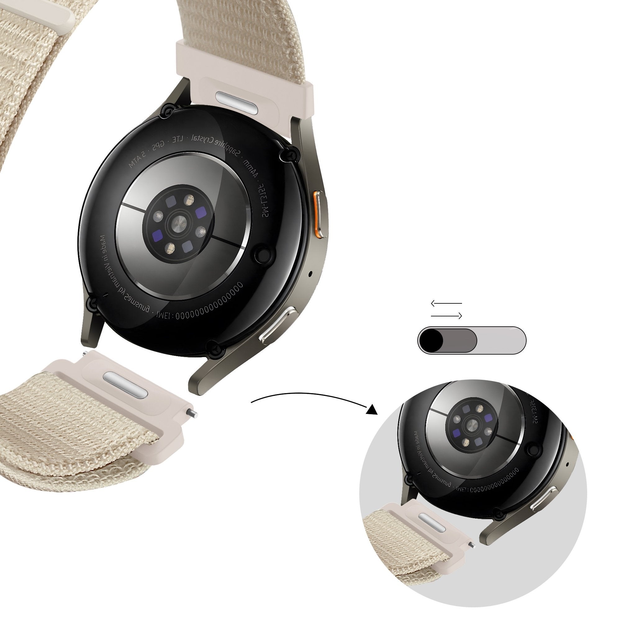 Bandz Correa nylon 'Easy Fit' Samsung Galaxy Watch 6 Classic - 47mm (blanco estrella)