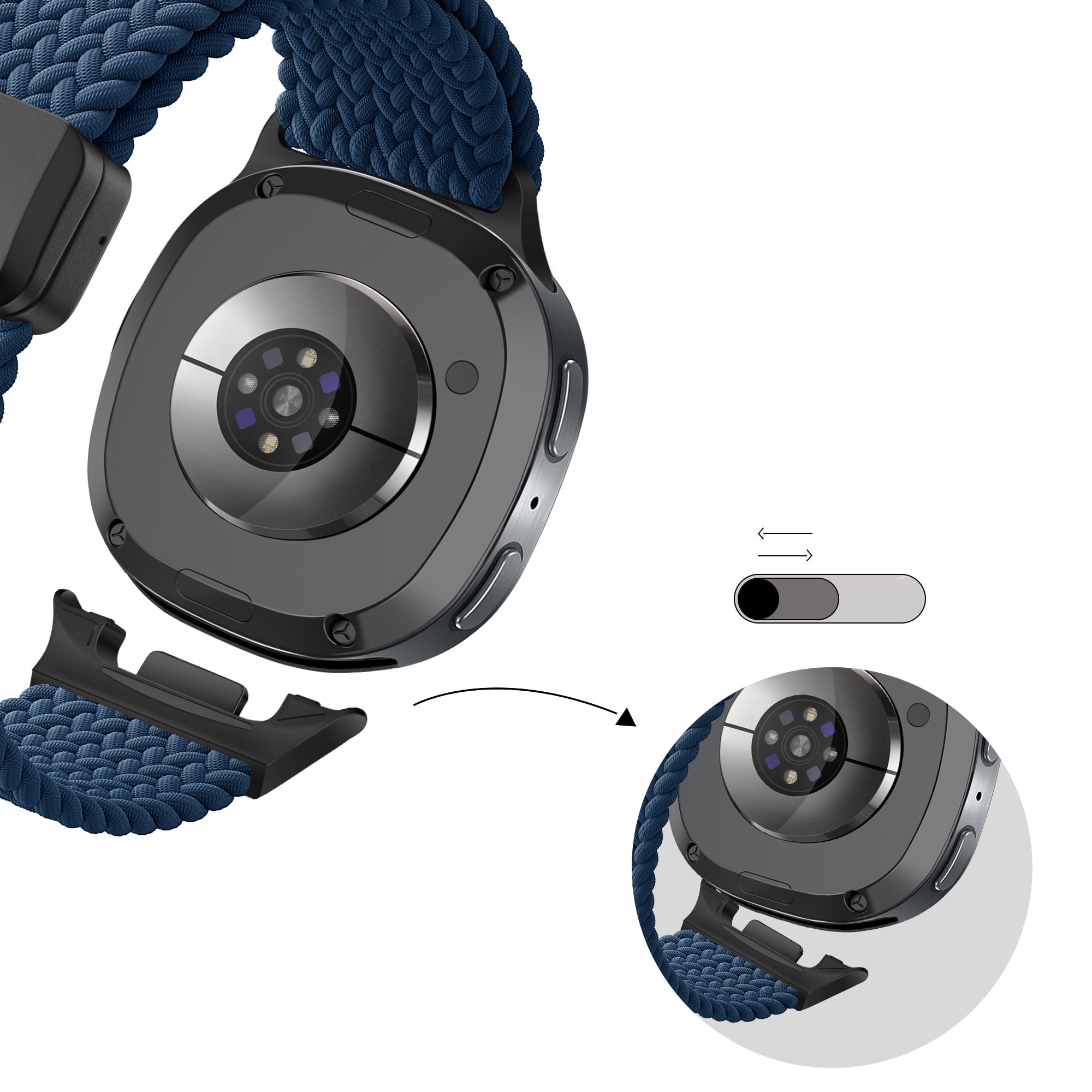 Bandz Samsung Galaxy Watch 8 - 44mm Magnetisches Geflochtenes Armband (Dunkel Blau)