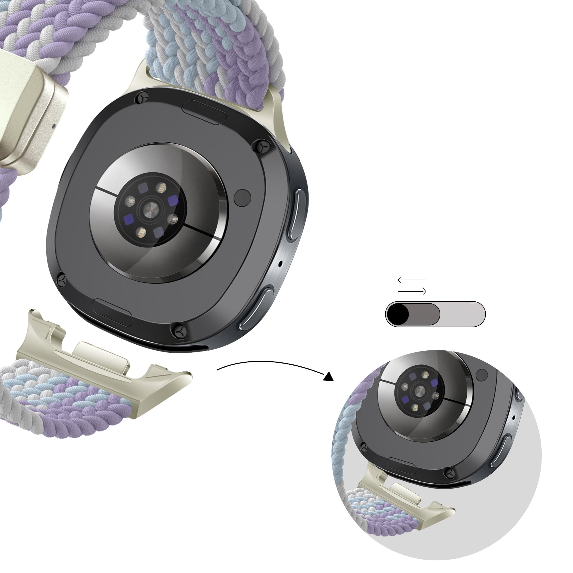 Bandz Samsung Galaxy Watch 8 - 44mm Magnetisches Geflochtenes Armband (Lila Mix)