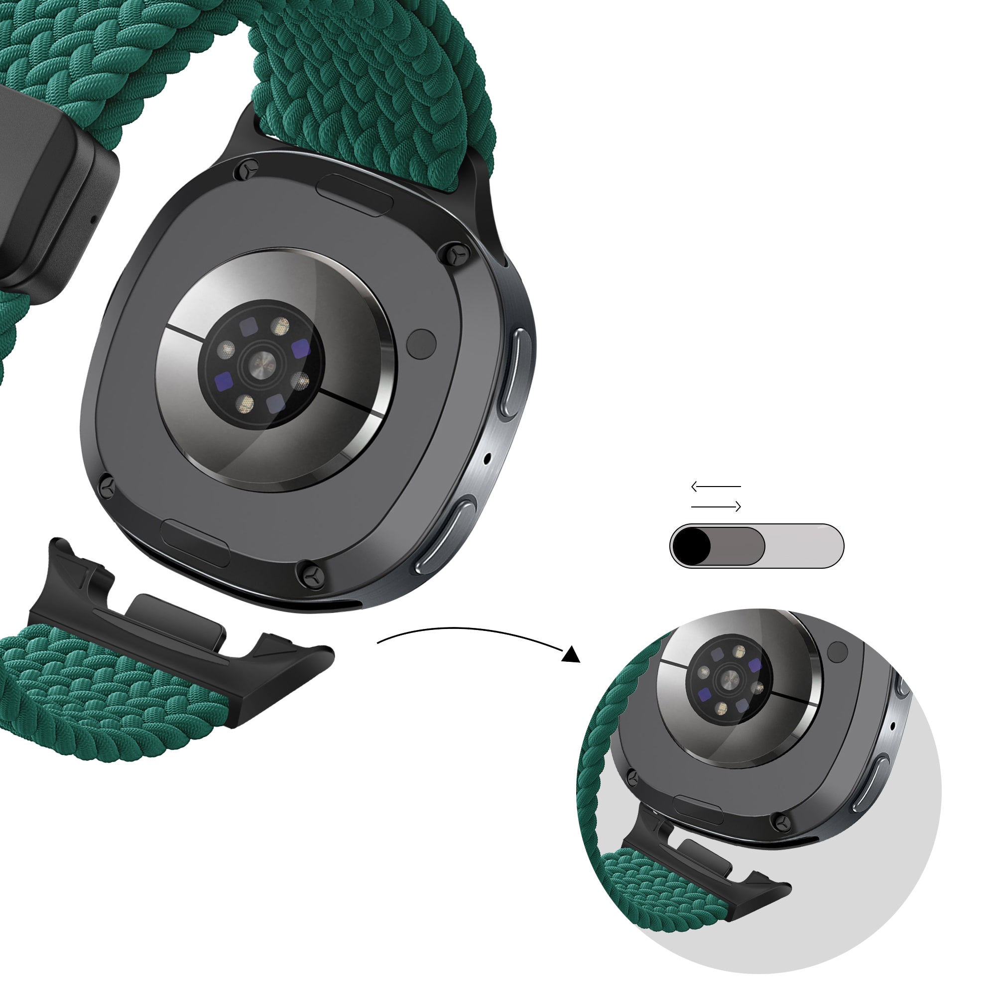 Bandz Samsung Galaxy Watch 8 Classic Magnetisches Geflochtenes Armband (Grün)