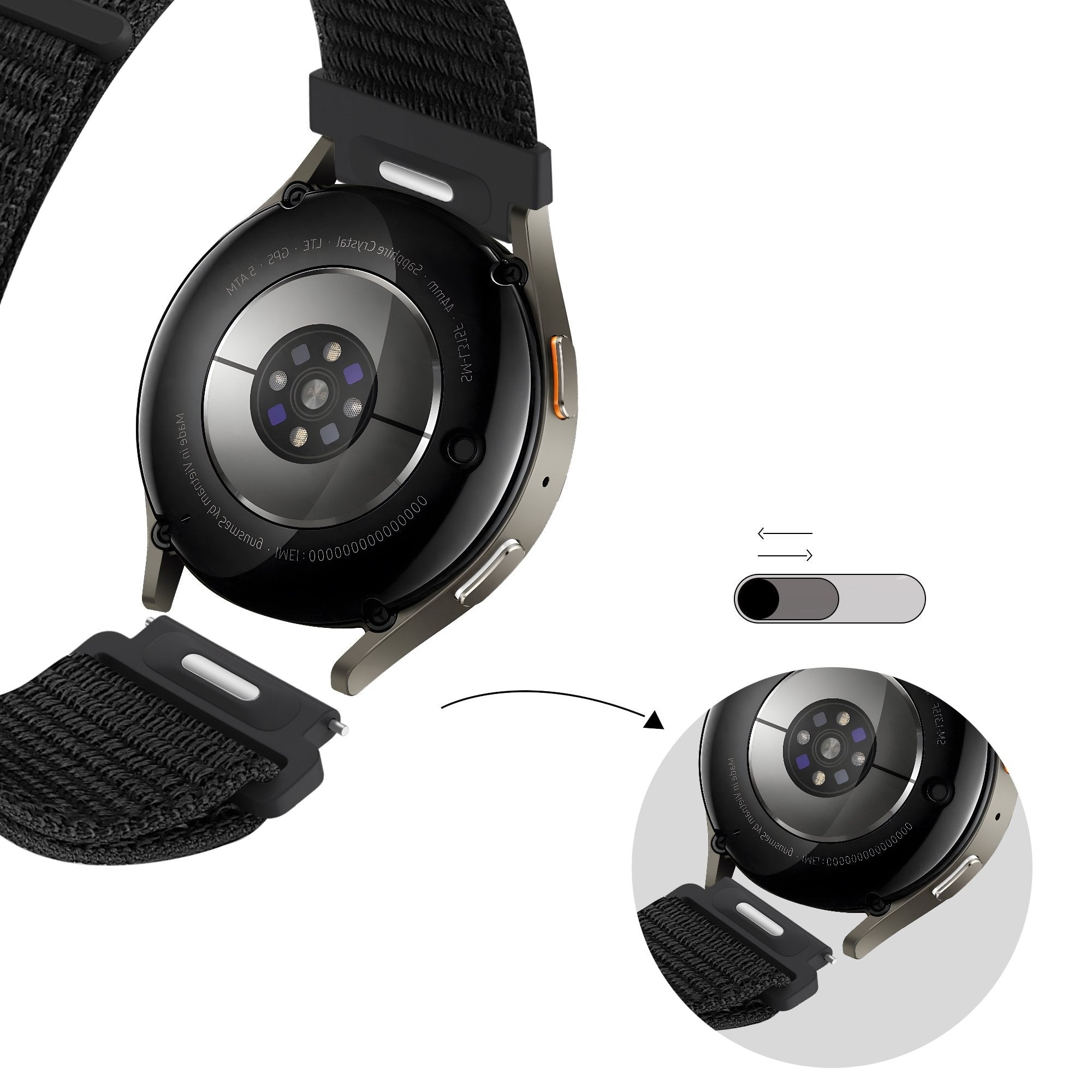 Bandz Samsung Galaxy Watch 4 - 44mm Nylon Strap 'Easy Fit' (Black)