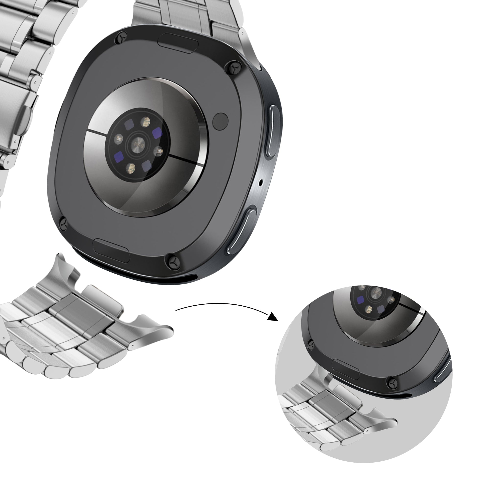 Bandz Samsung Galaxy Watch 8 - 40mm Stahl Armband 'Deluxe' (Silber)