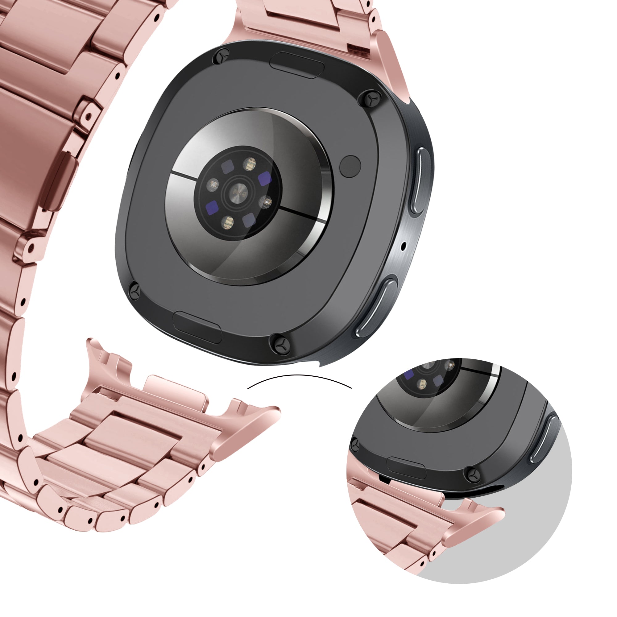 Bandz Samsung Galaxy Watch 8 - 40mm Stahl Armband 'Klassisch' (Pink)