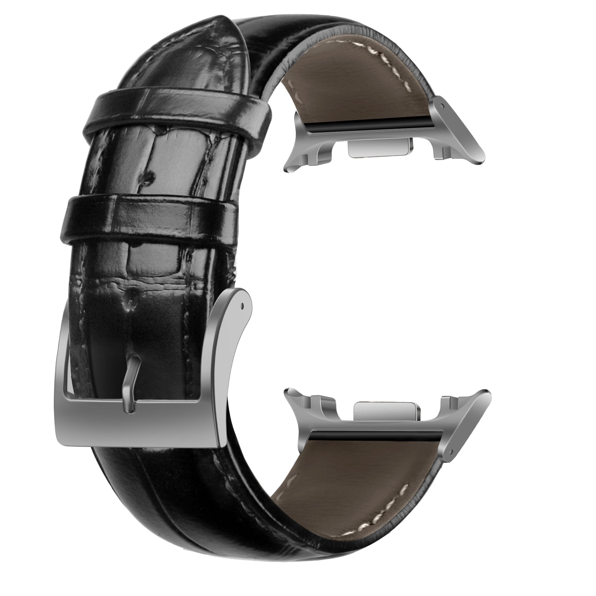 Samsung Galaxy Watch 8 - 44mm Leather Crocodile Strap (Black)
