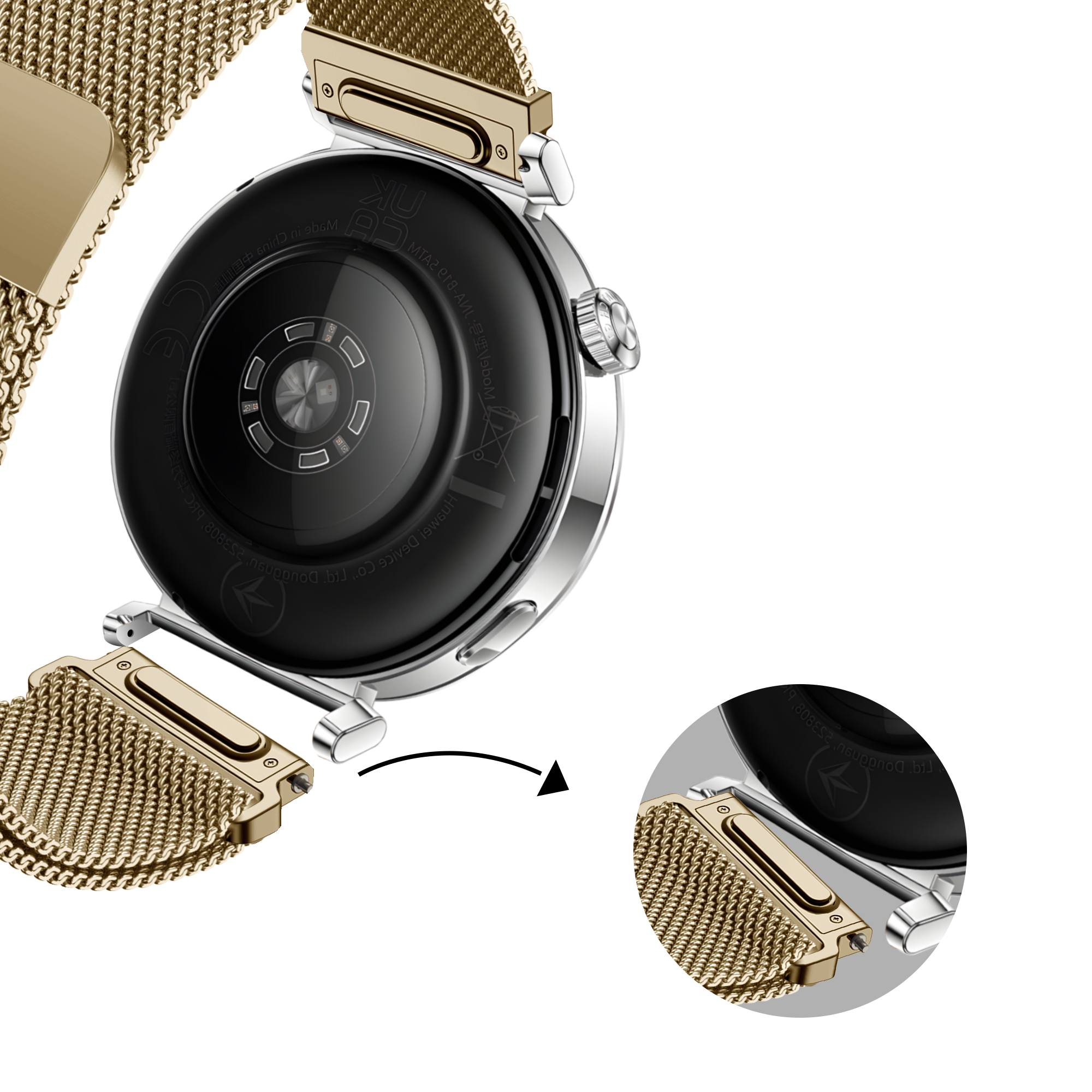 Bandz Withings ScanWatch 2 - 38mm Milanese Strap 'Easy fit' (Gold)