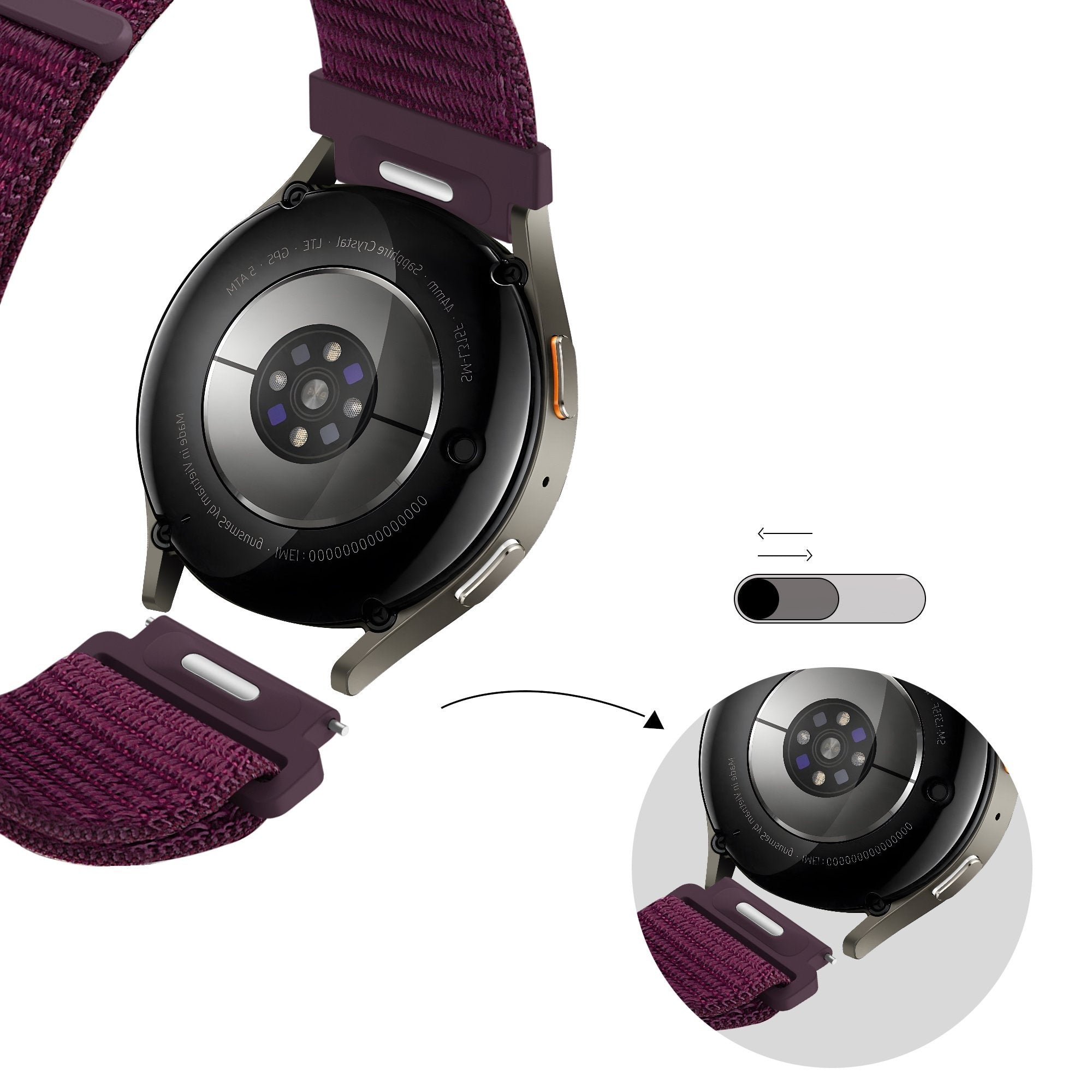 Bandz Correa nylon 'Easy Fit' Xiaomi Amazfit Bip (ciruela)