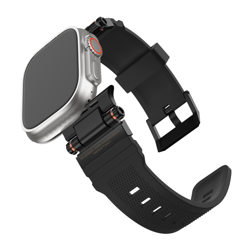Bandz Apple Watch siliconen band 'Explorer' (zwart met zwart)