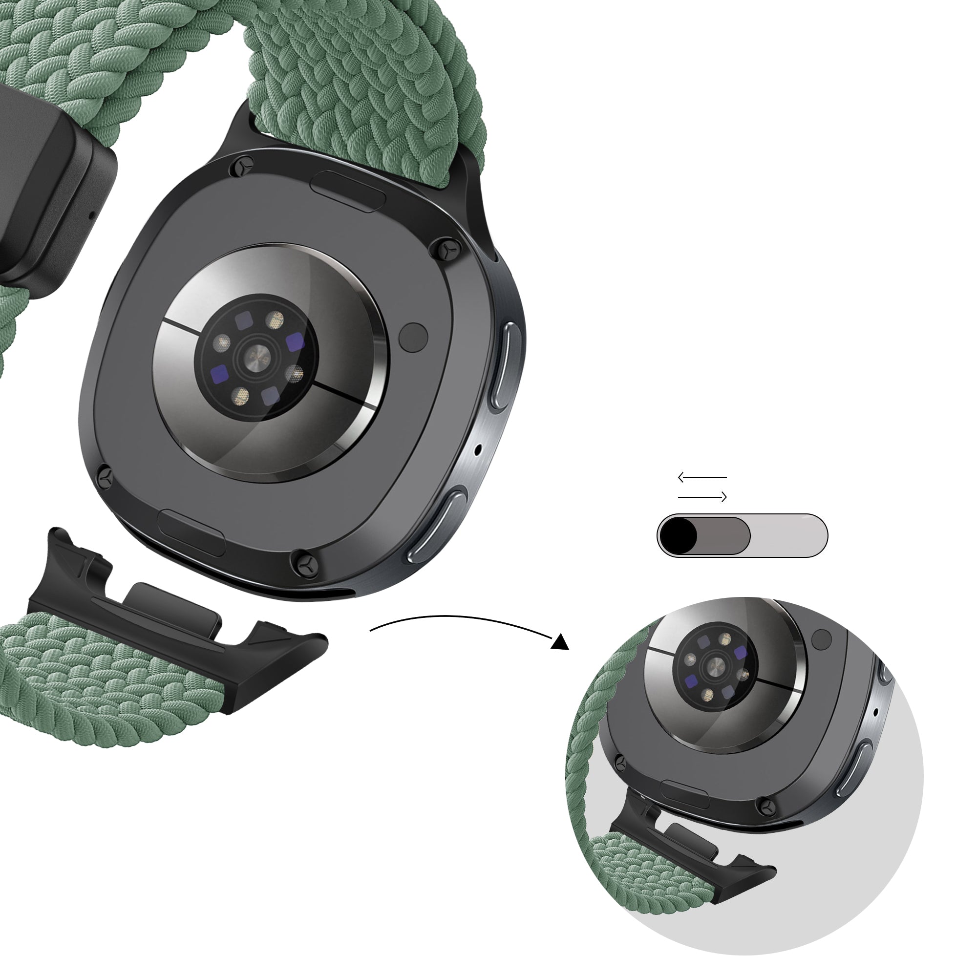 Bandz Samsung Galaxy Watch 8 - 40mm Magnetisches Geflochtenes Armband (Tannengrün)