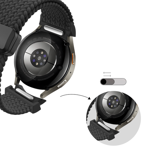 Bandz Samsung Galaxy Watch 4 44mm Geflochtenes Armband 'Easy Fit' (Schwarz)