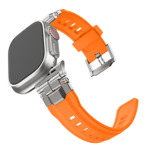 Bandz Bracelet silicone Liquid 'Explorer' Apple Watch (orange avec titane)