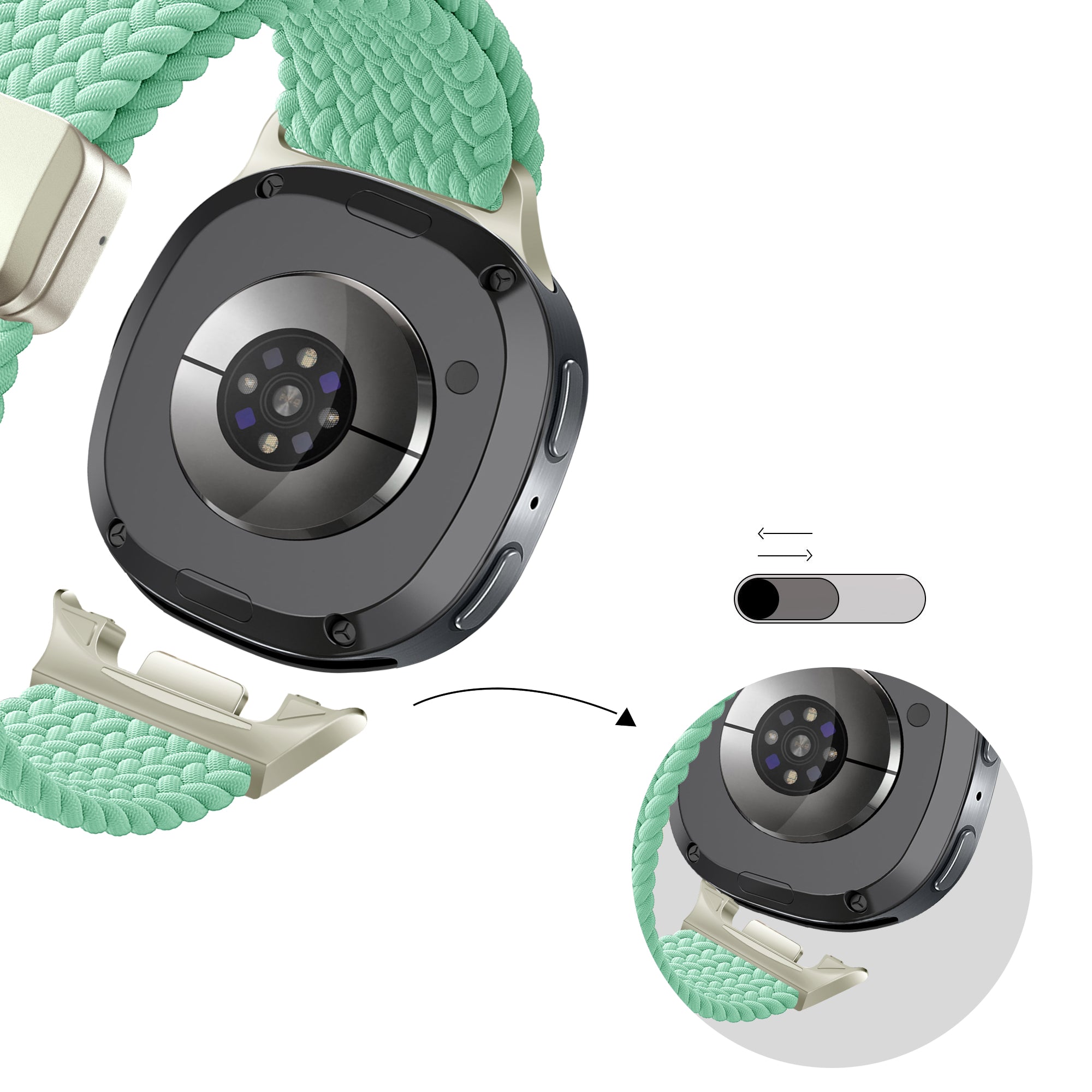 Bandz Samsung Galaxy Watch 8 Classic Magnetisches Geflochtenes Armband (Mint Grün)