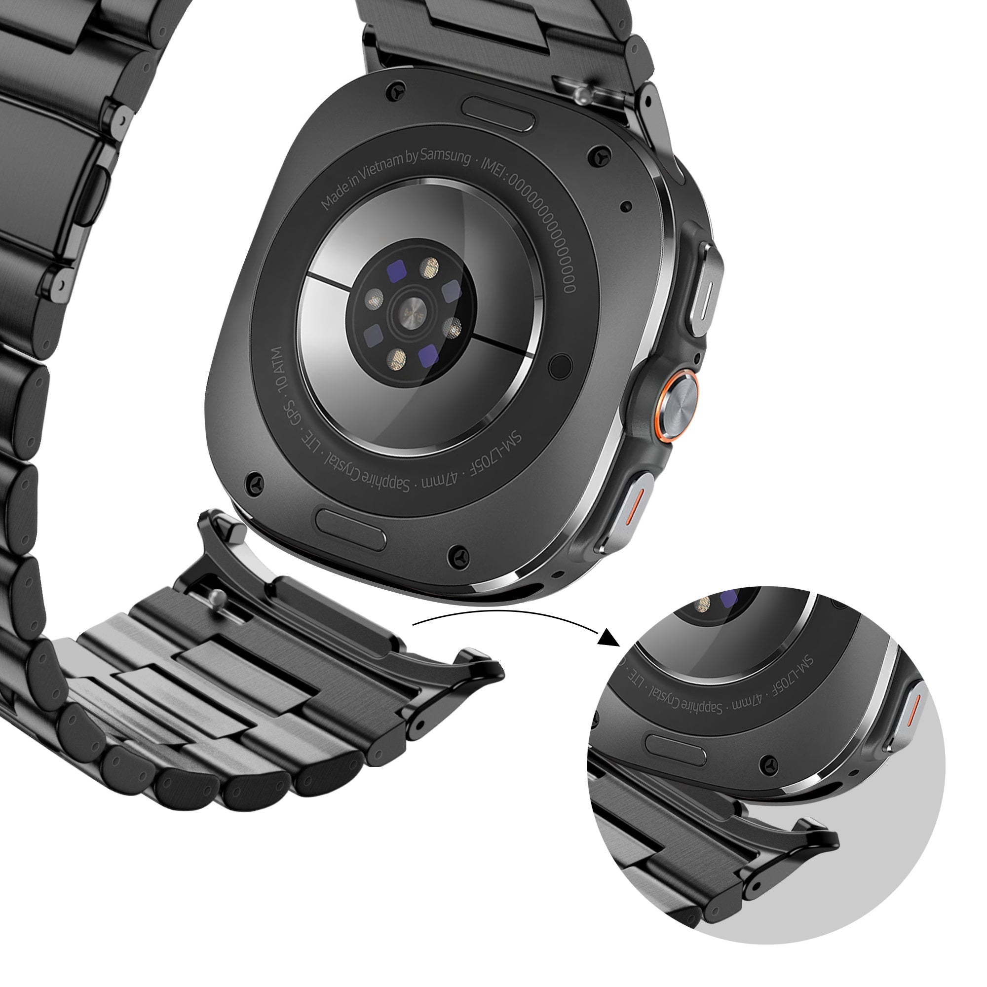 Bandz Correa de eslabones acero 'Deluxe' Samsung Galaxy Watch Ultra (negro)