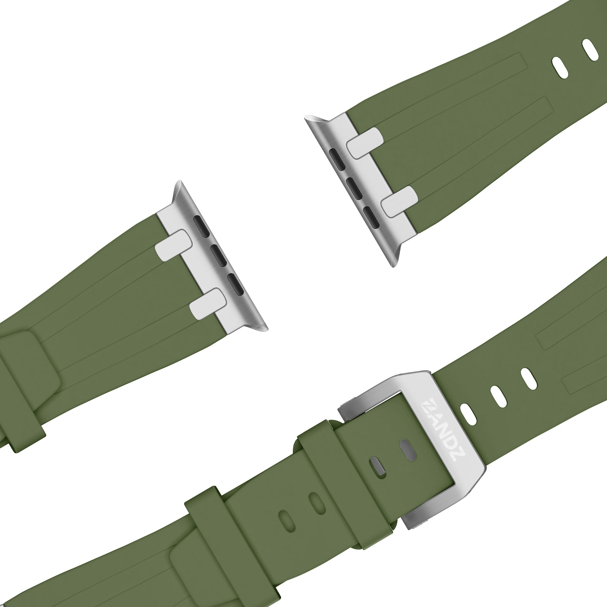 Bandz Correa silicona 'Luxe Liquid' Apple Watch (verde/plateado)