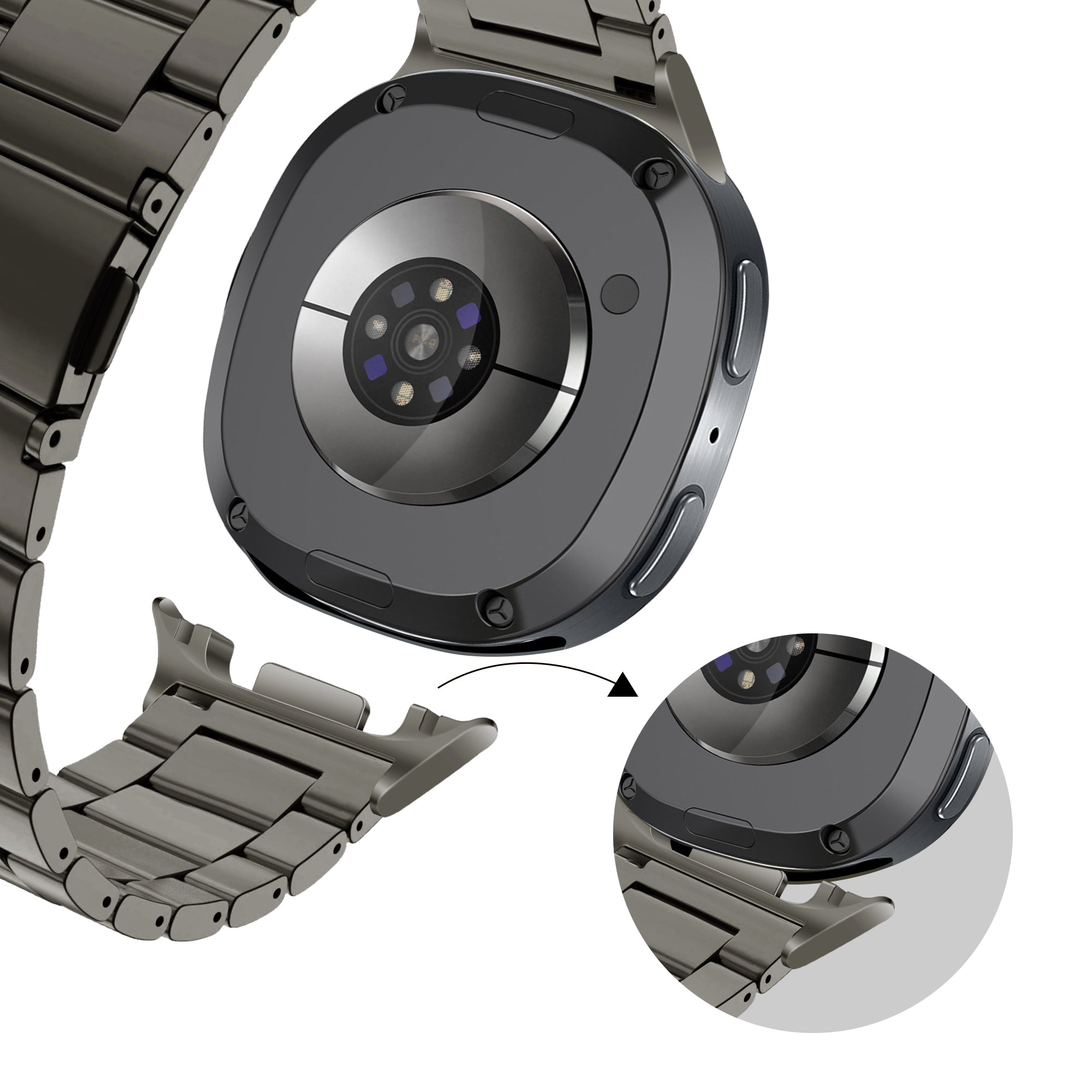 Bandz Samsung Galaxy Watch 8 - 40mm Stahlarmband 'Classic' (Graphit)