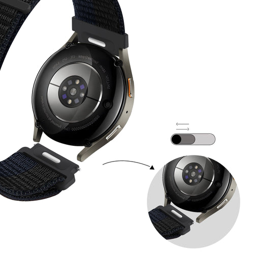Bandz Amazfit Balance 2 Nylonarmband 'Easy fit' (Schwarz/Blau)