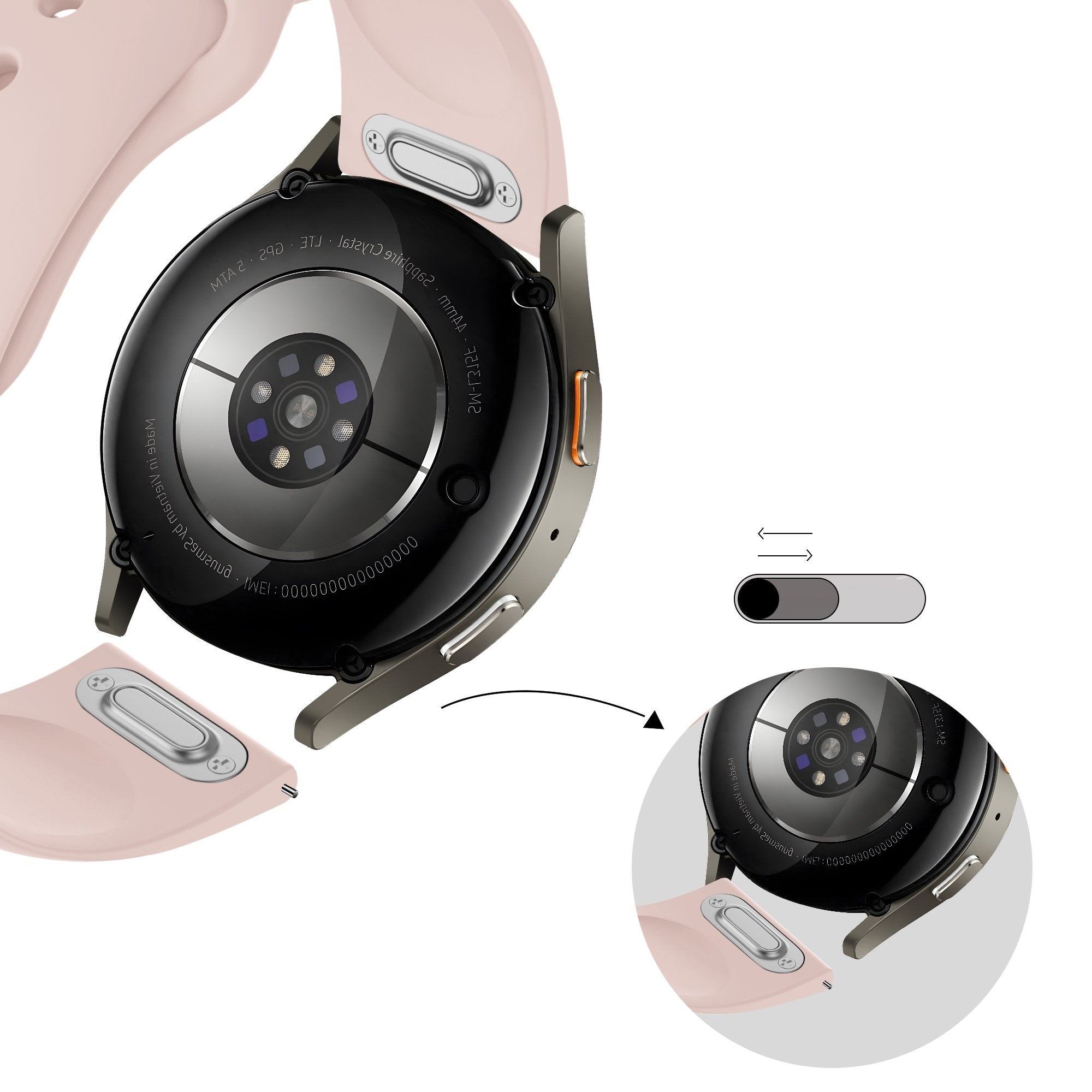 Bandz Samsung Galaxy Watch 4 - 44mm Sport Strap 'Easy Fit' (Light Pink)