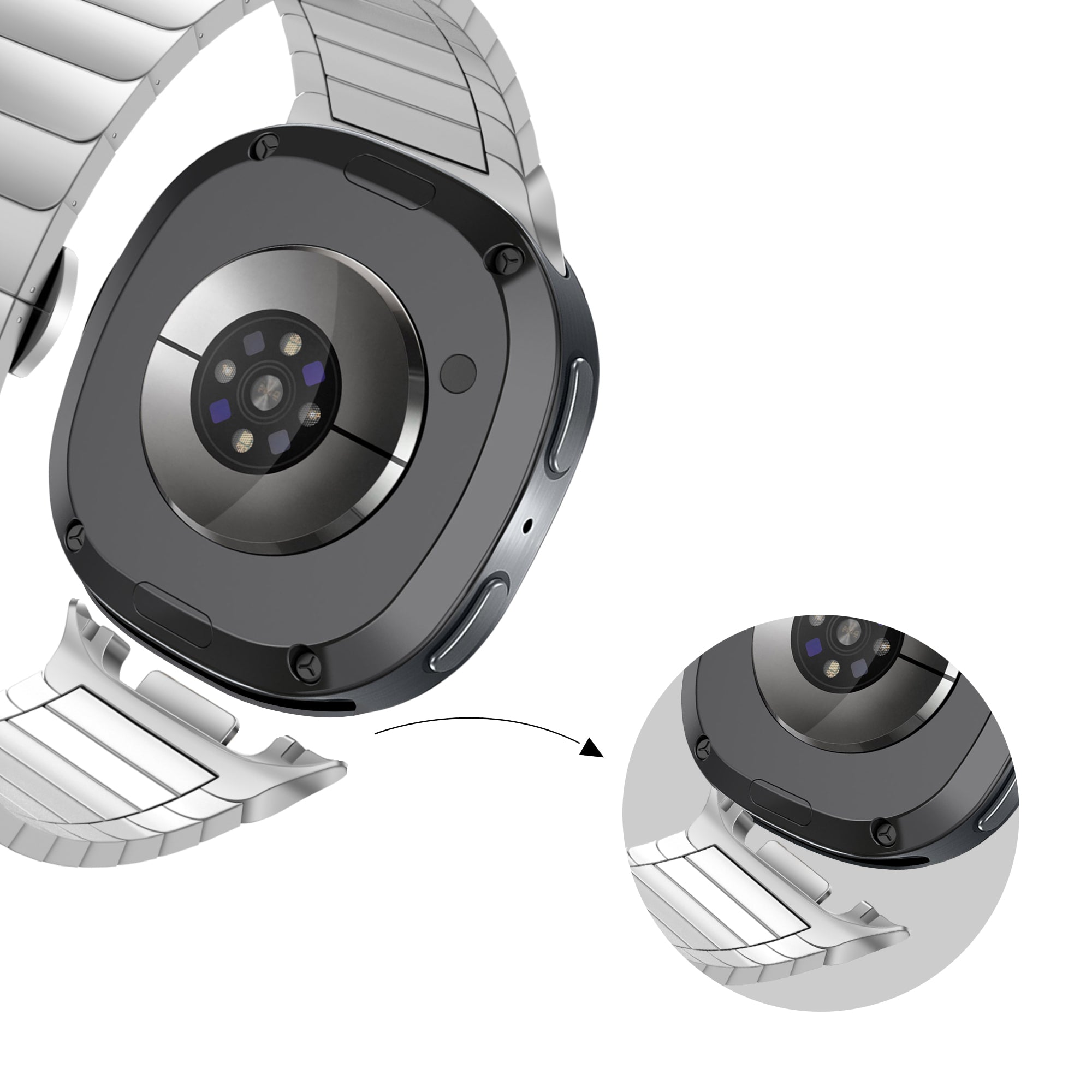 Bandz Samsung Galaxy Watch 8 - 40mm Stahlarmband 'One Bead' (Silber)