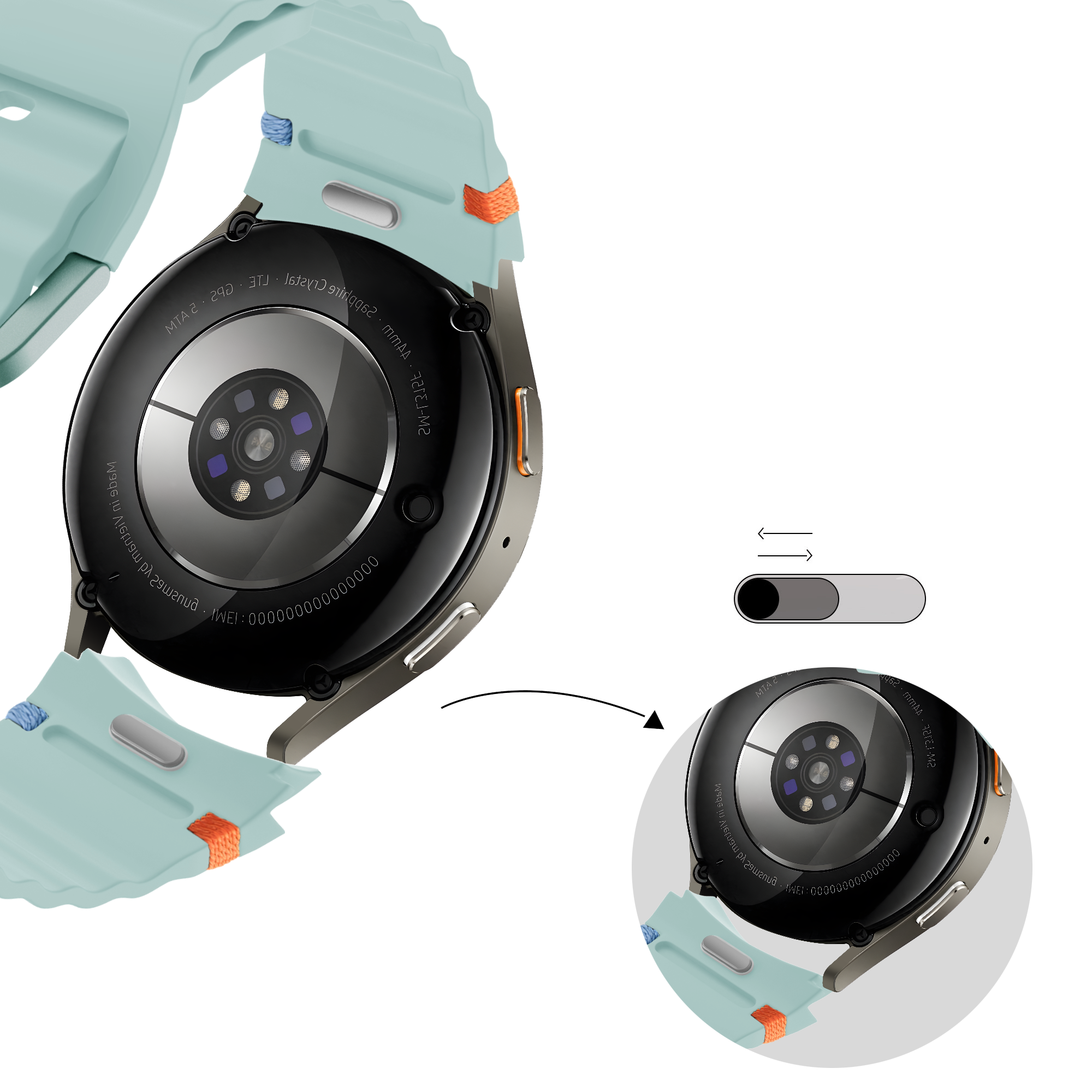 Bandz Correa Wave 'Easy Fit' Samsung Galaxy Watch 7 - 44mm (menta)