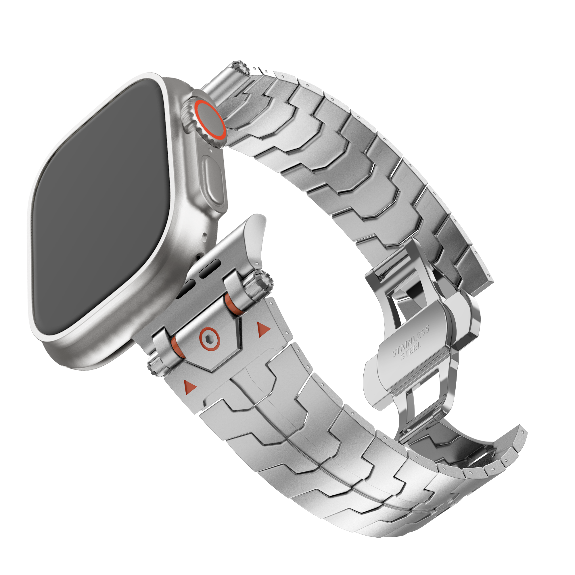 Bandz Apple Watch Metal Grain Strap 'Deluxe' (Silver)