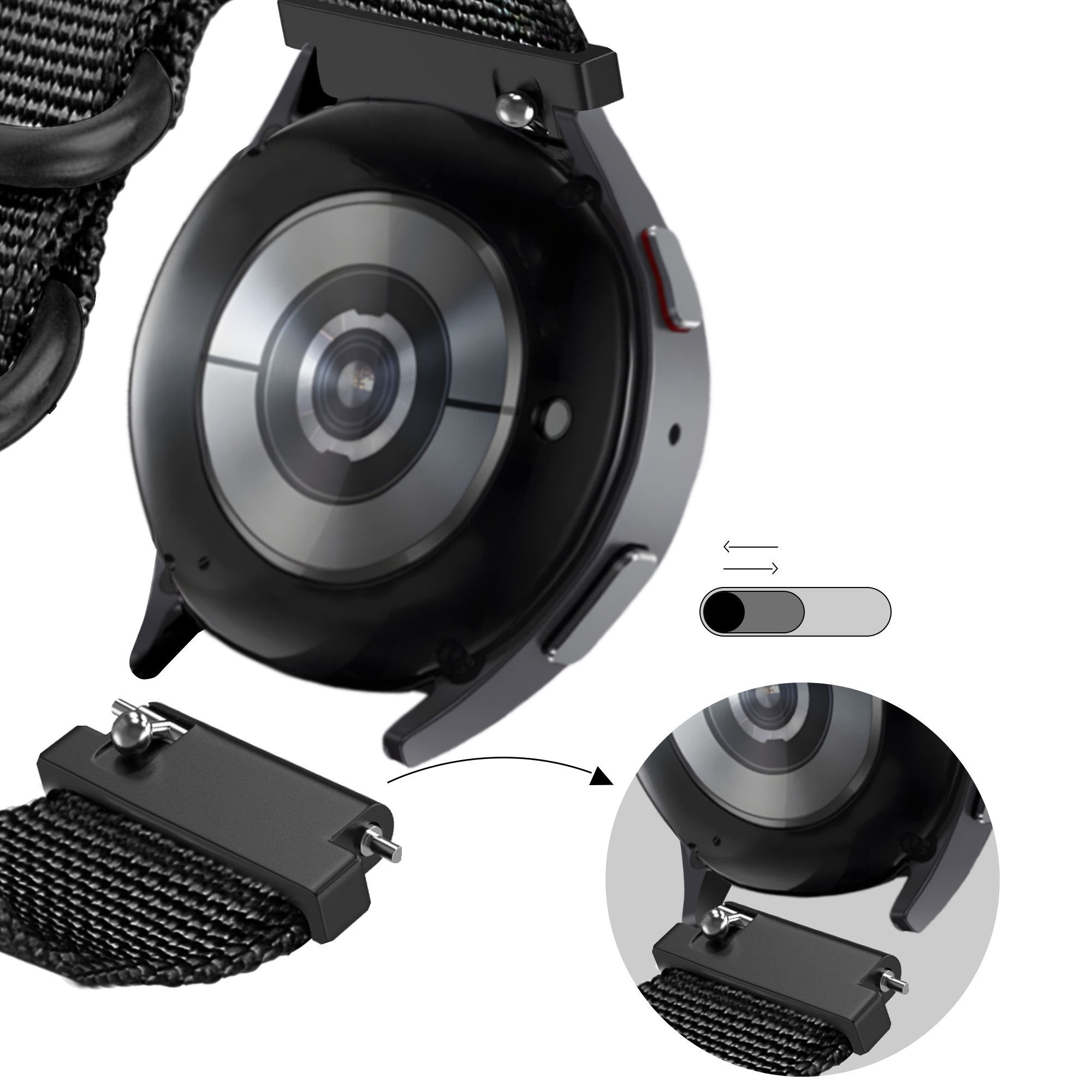 Bandz Correa nylon con hebilla Huawei Watch GT 5 46mm (negro)