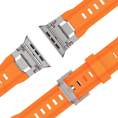 Bandz Bracelet silicone Liquid 'Explorer' Apple Watch (orange avec titane)