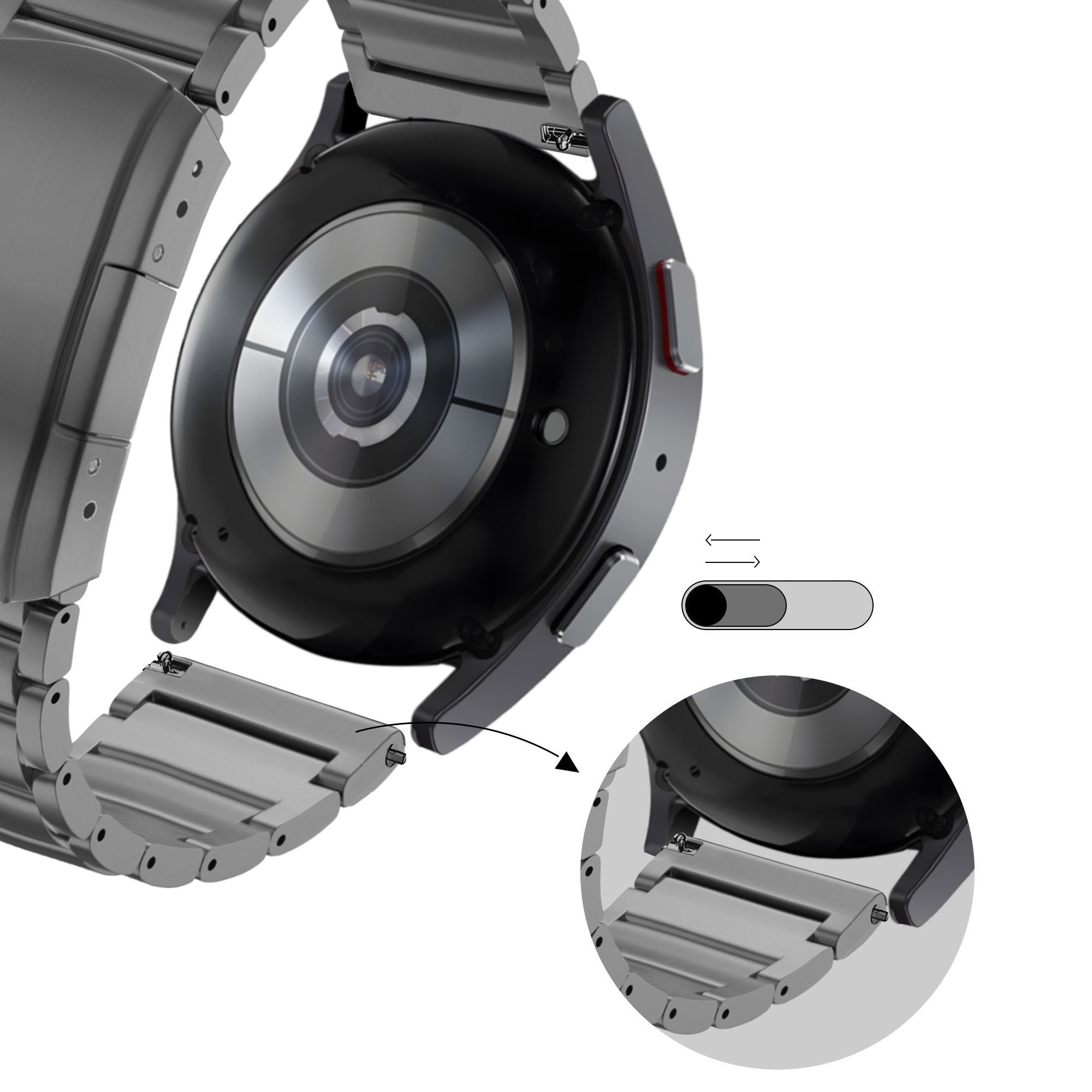 Bandz Suunto Race (S) titanium schakel band (grafiet)