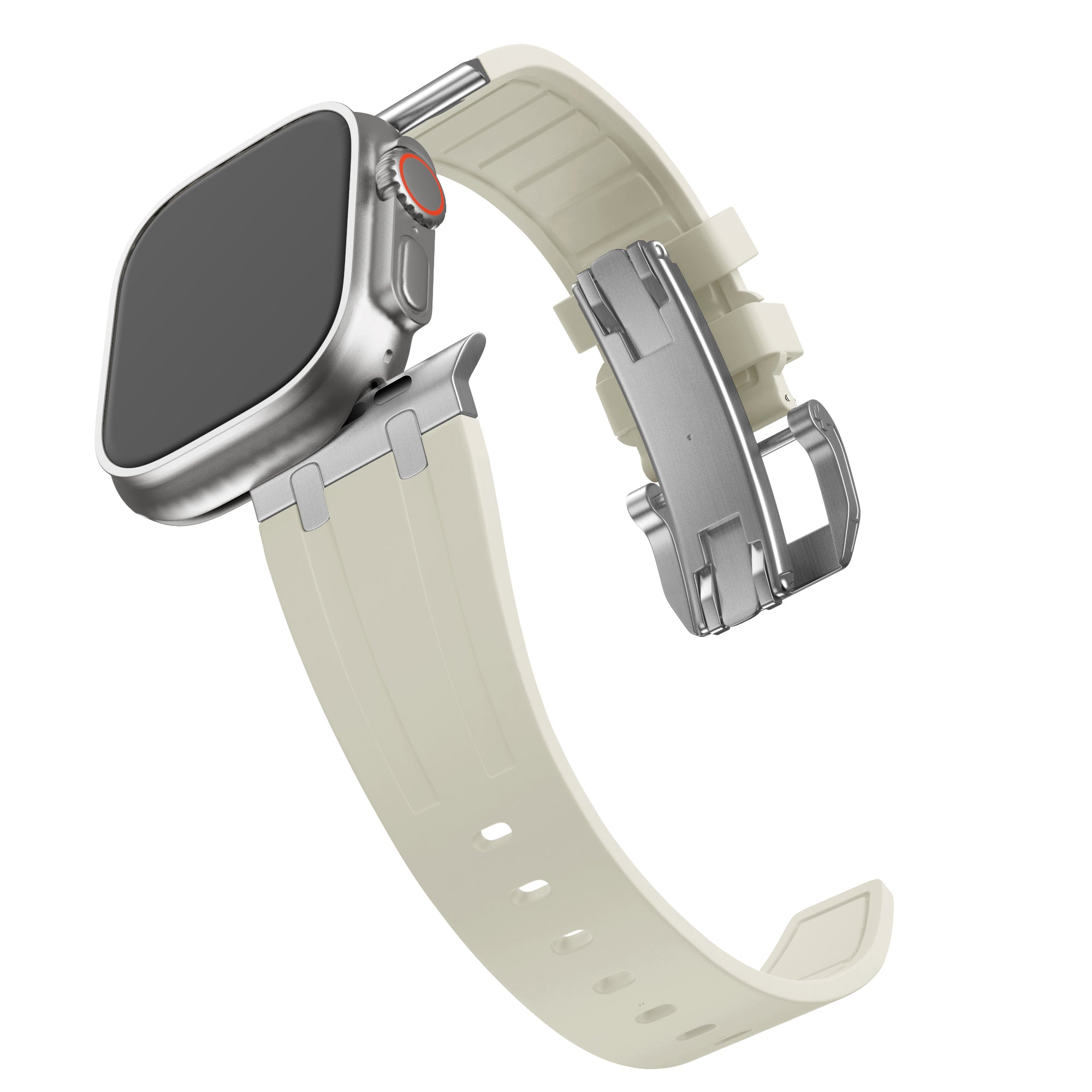 Bandz Correa silicona 'Luxe Liquid' Apple Watch (beige/plateado)